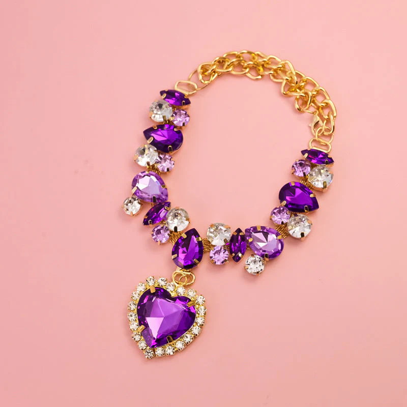 Heart Gem Dog Necklace with Crystal Charms - Image 6