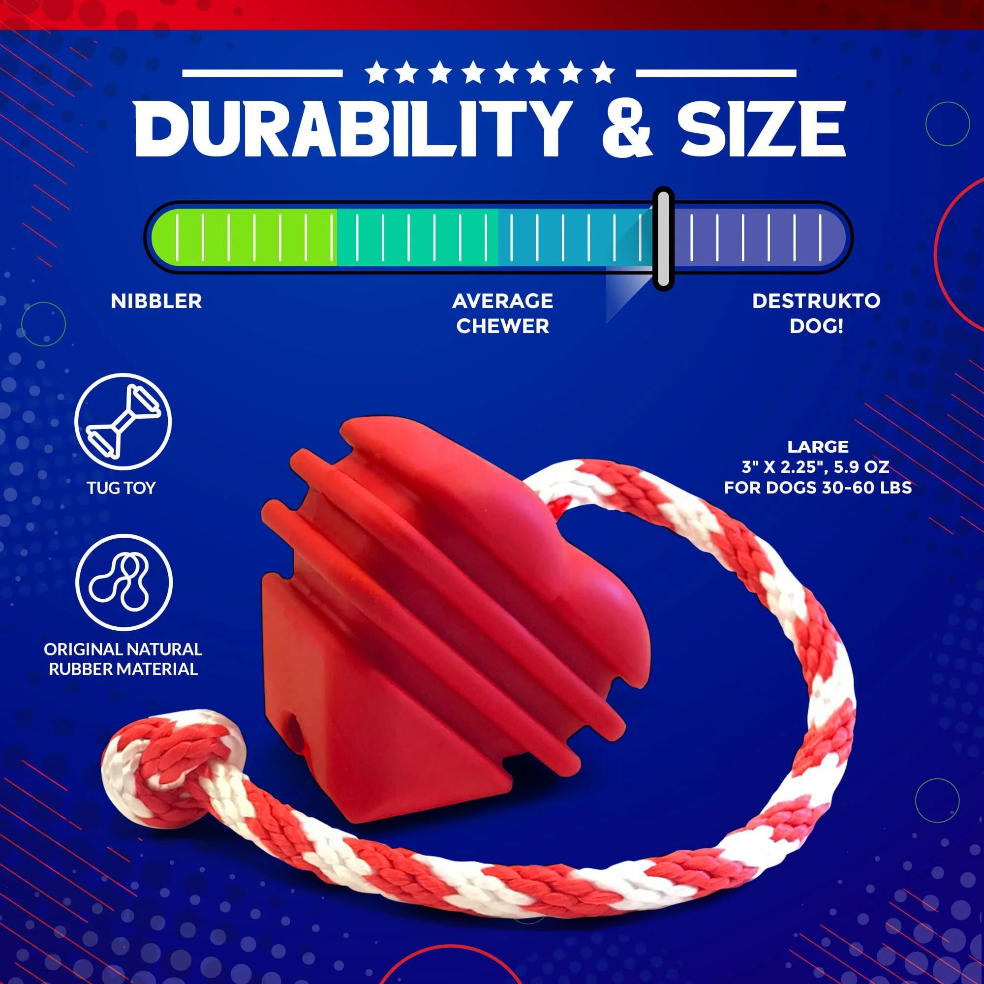 Heart on a String Dog Toy - Durable Rubber Tug Toy for Large Dogs | USA Made - Image 4
