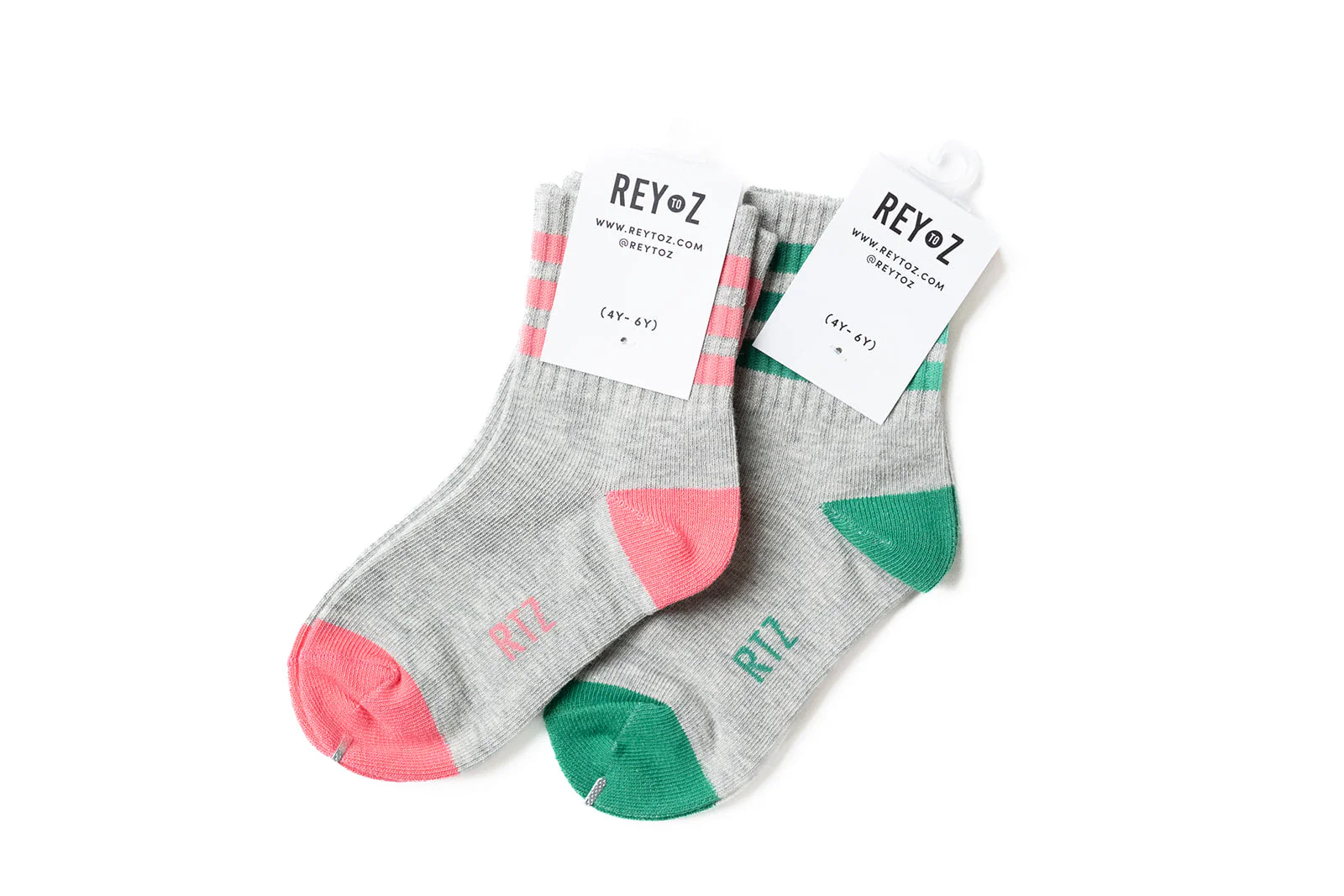 Heather Grey & Pink Stripe Socks - Image 2
