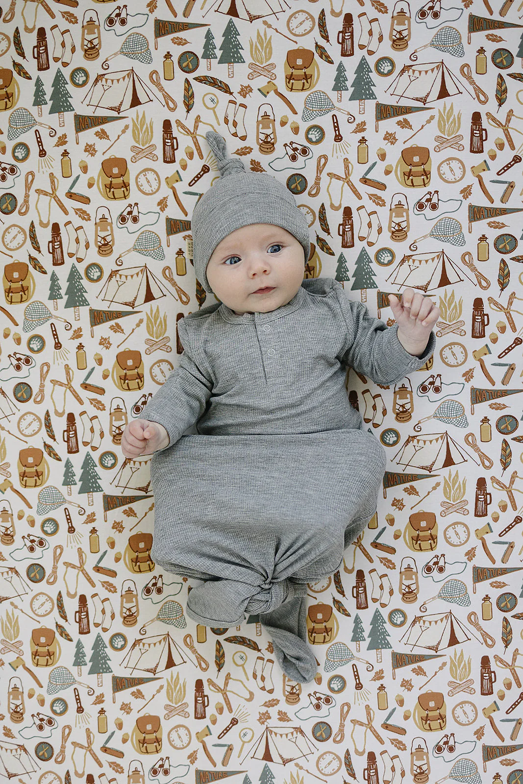 Heather Grey Ribbed Bamboo Newborn Knot Hat - Image 2