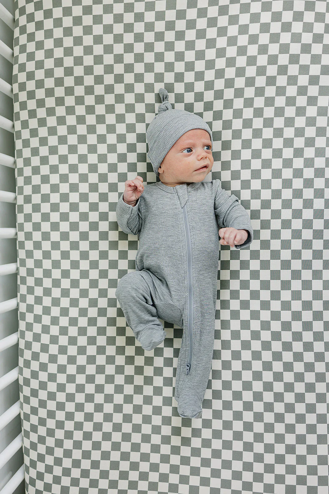 Heather Grey Ribbed Bamboo Newborn Knot Hat - Image 3