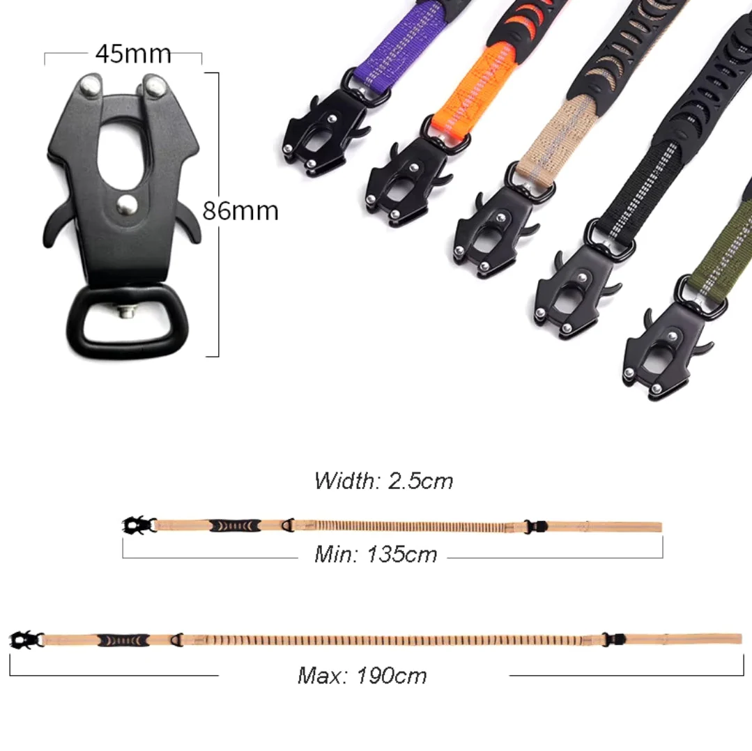 Heavy duty tactical bungee leash shock absorbing reflective, no pull. - Image 6