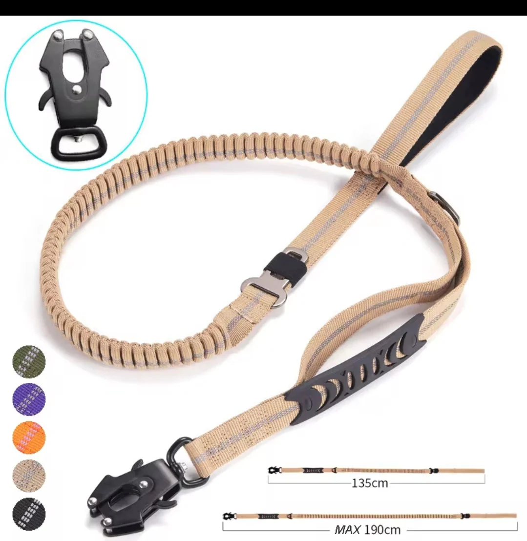 Heavy duty tactical bungee leash shock absorbing reflective, no pull. - Image 8