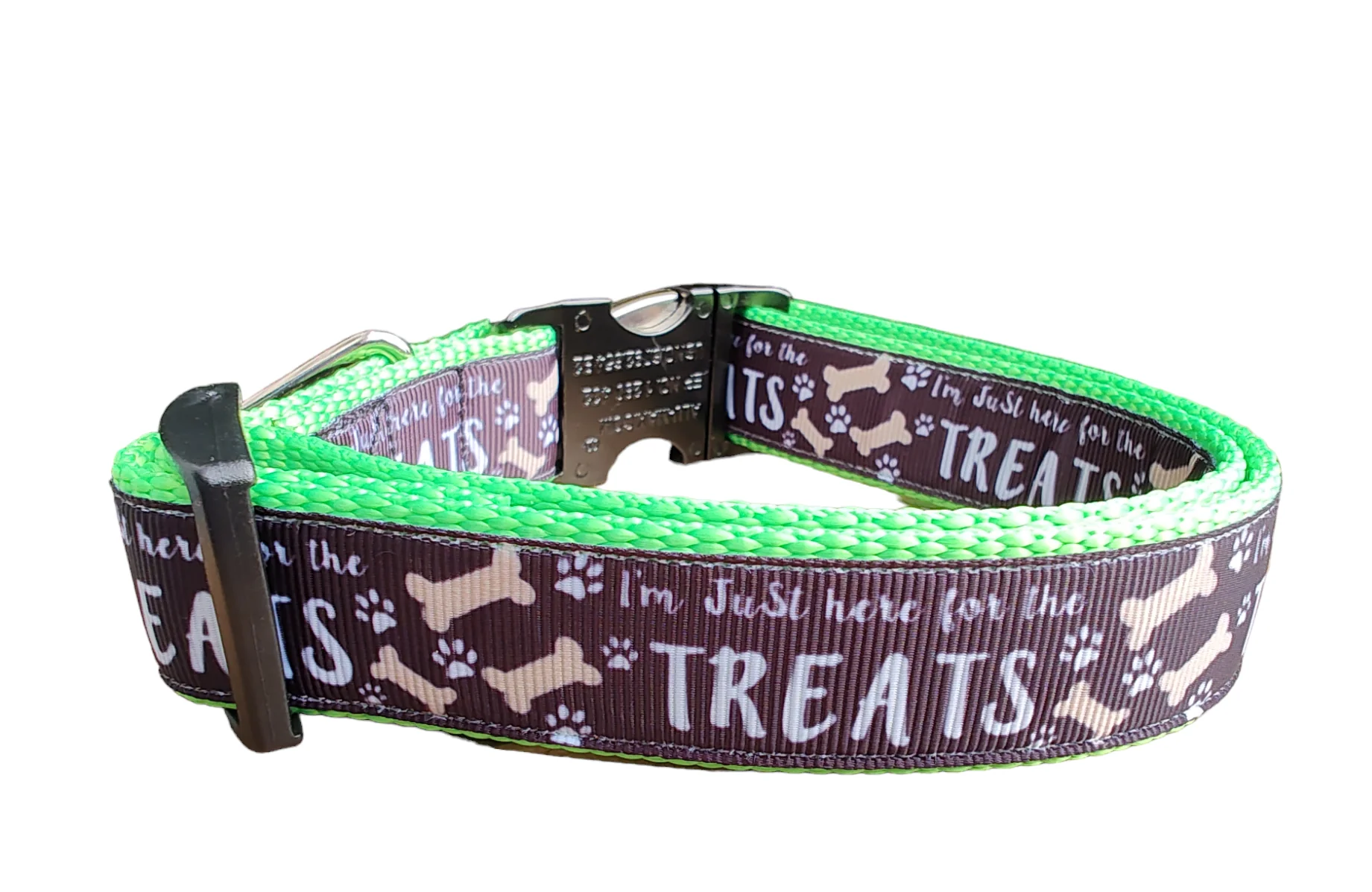 Here For The Treats Neon Green Nylon Dog Collar MD, LG, XL, Leash - Image 4