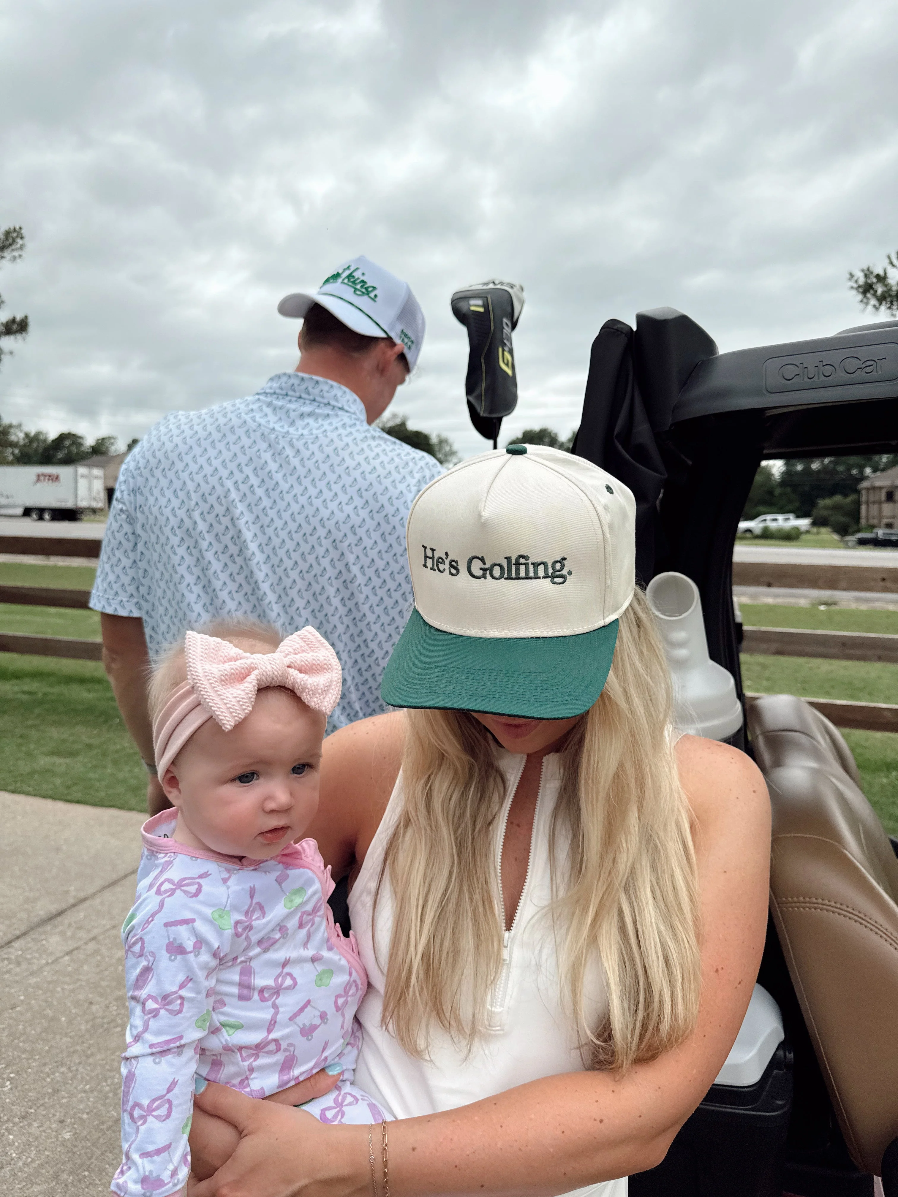 He's Golfing - Green Vintage Trucker Hat - Image 2
