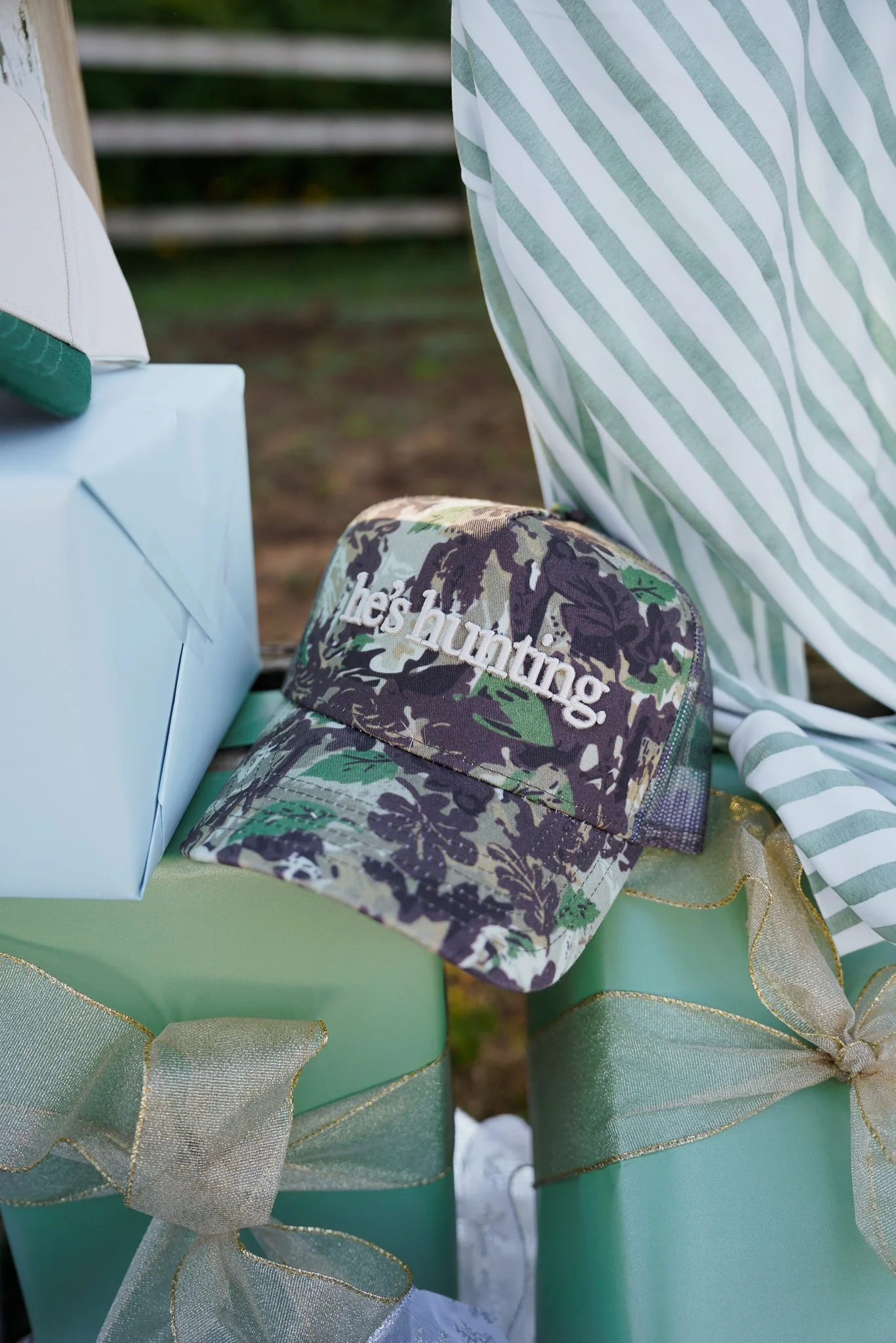He's Hunting - Camo Vintage Trucker Hat - Image 4