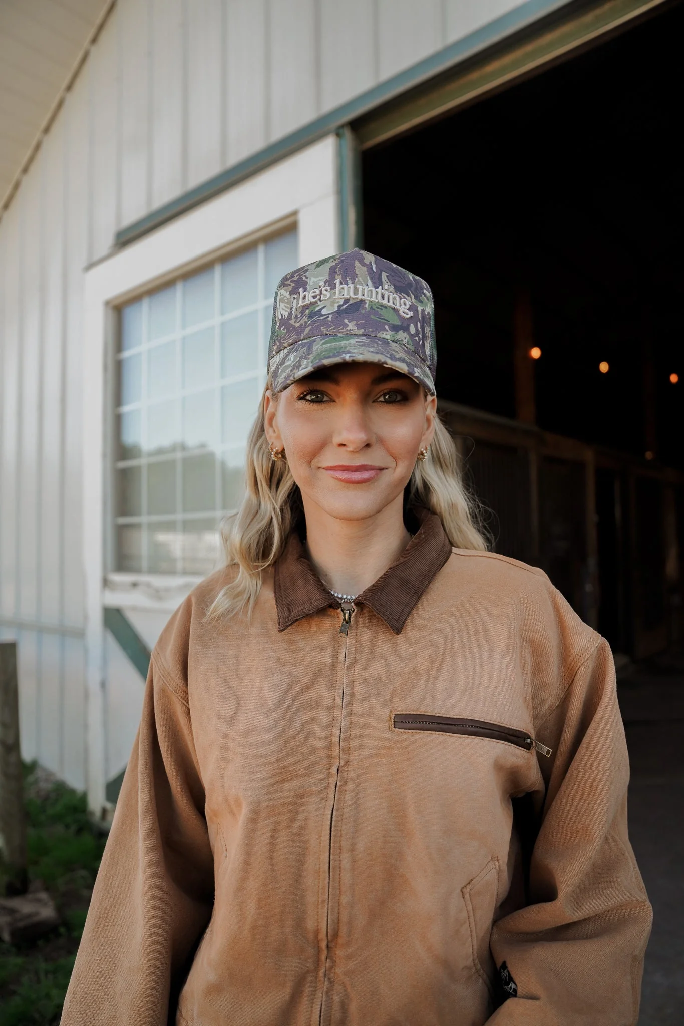 He's Hunting - Camo Vintage Trucker Hat - Image 5