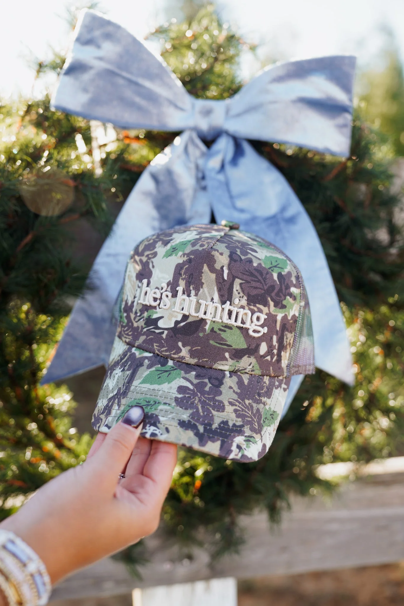 He's Hunting - Camo Vintage Trucker Hat - Image 6