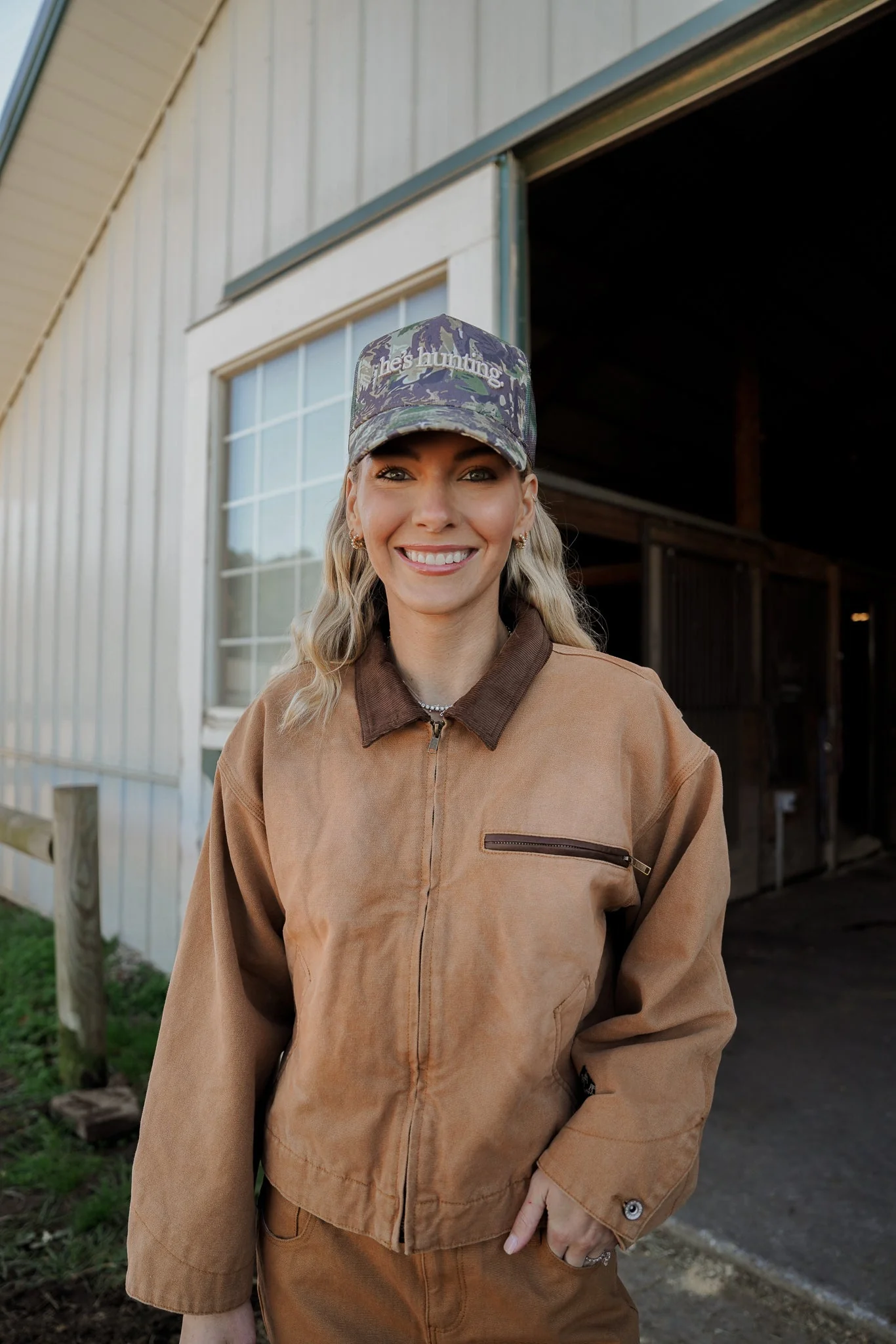 He's Hunting - Camo Vintage Trucker Hat - Image 7