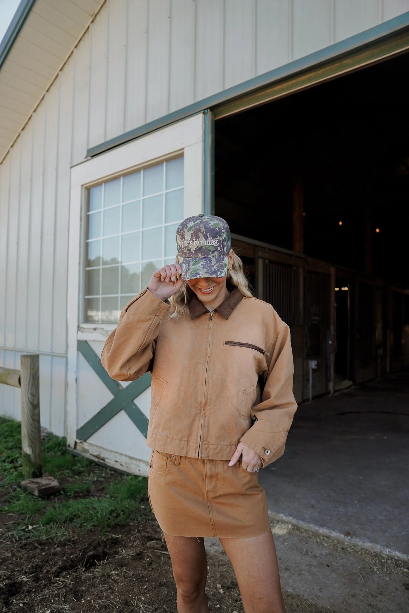He's Hunting - Camo Vintage Trucker Hat - Image 9