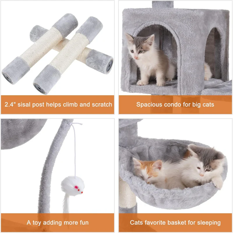 Heybly Small Cat Tree with Hammock – Compact Cat Tower & Furniture for Indoor Cats - Image 7