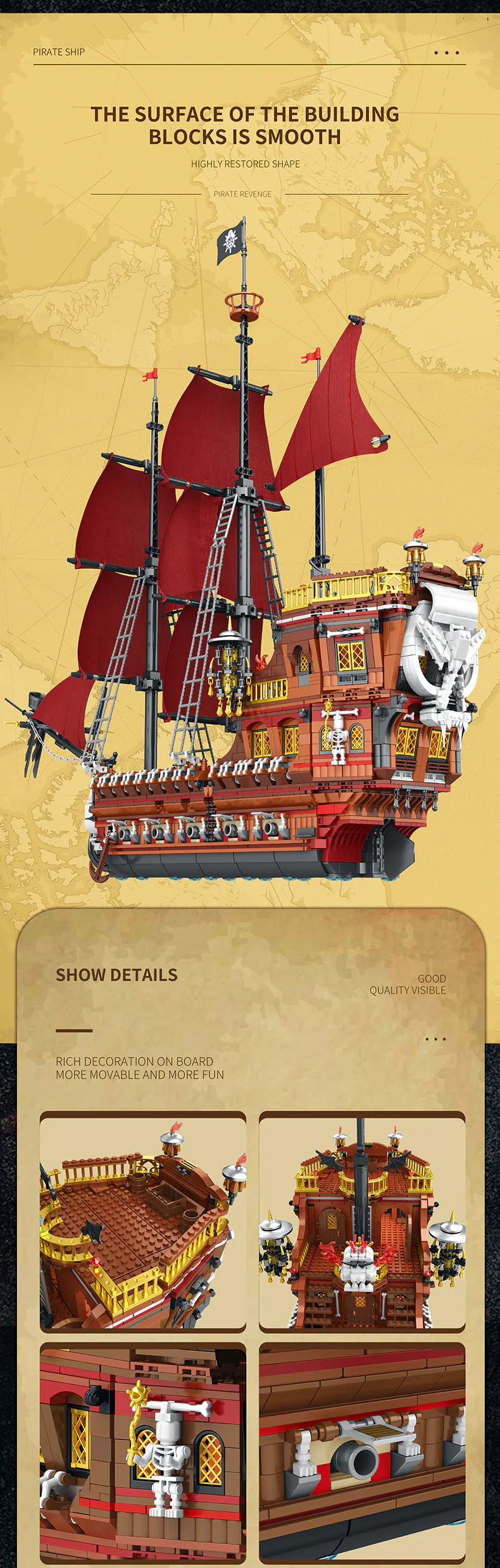 High-Difficulty Building Block Toy With Black Pearl Assembly Model Pieces - Image 2