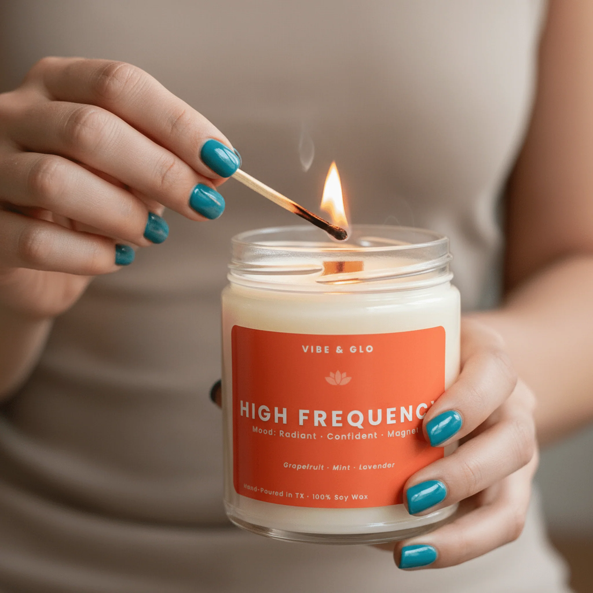 High Frequency – Grapefruit & Mint Soy Candle - Image 4
