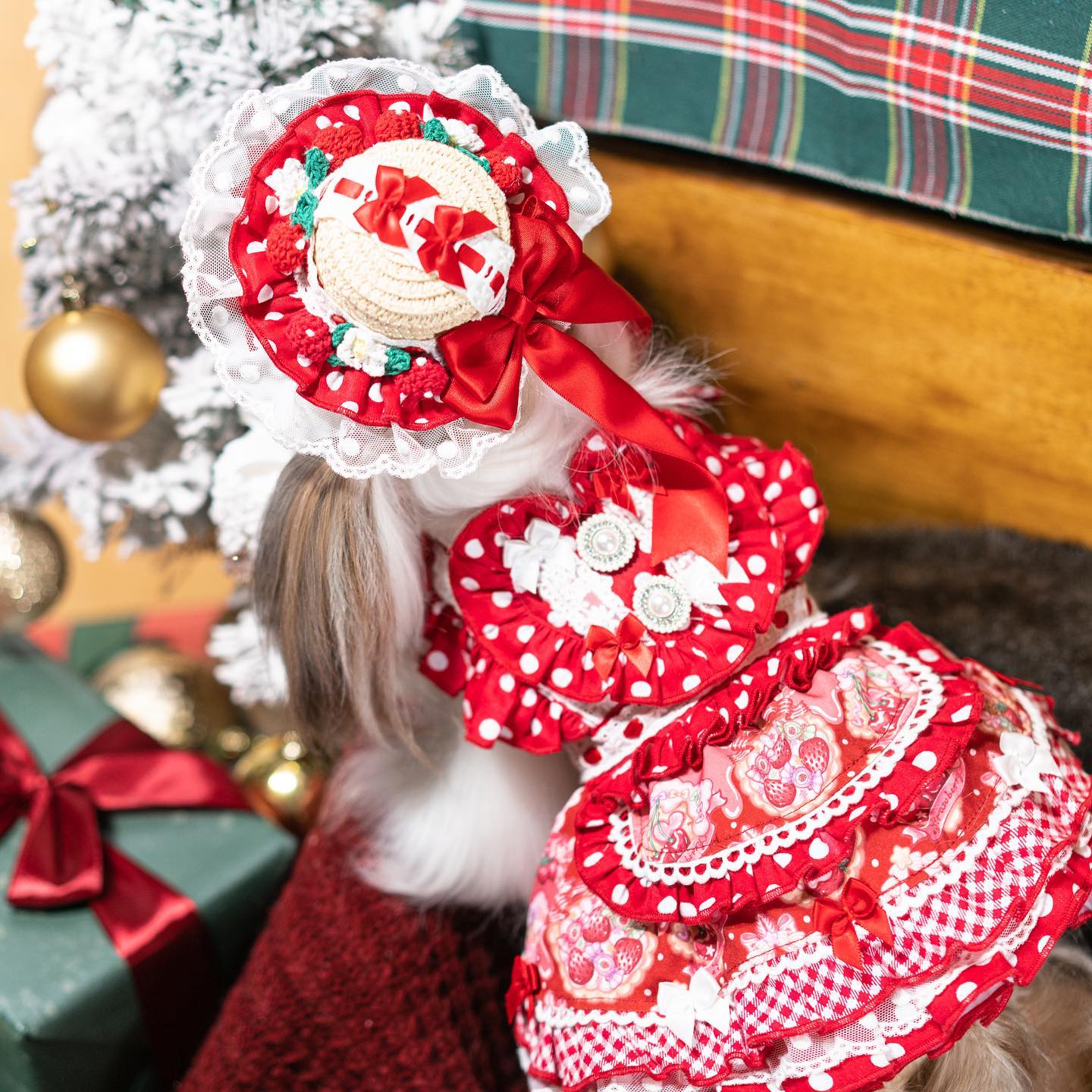 High quality handmade dog dresses strawberry princess - Image 2