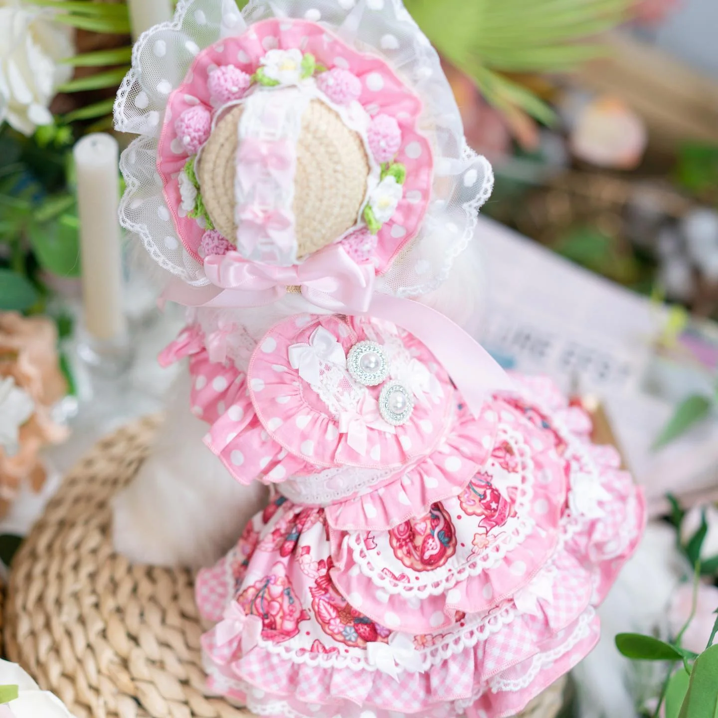 High quality handmade dog dresses strawberry princess - Image 3