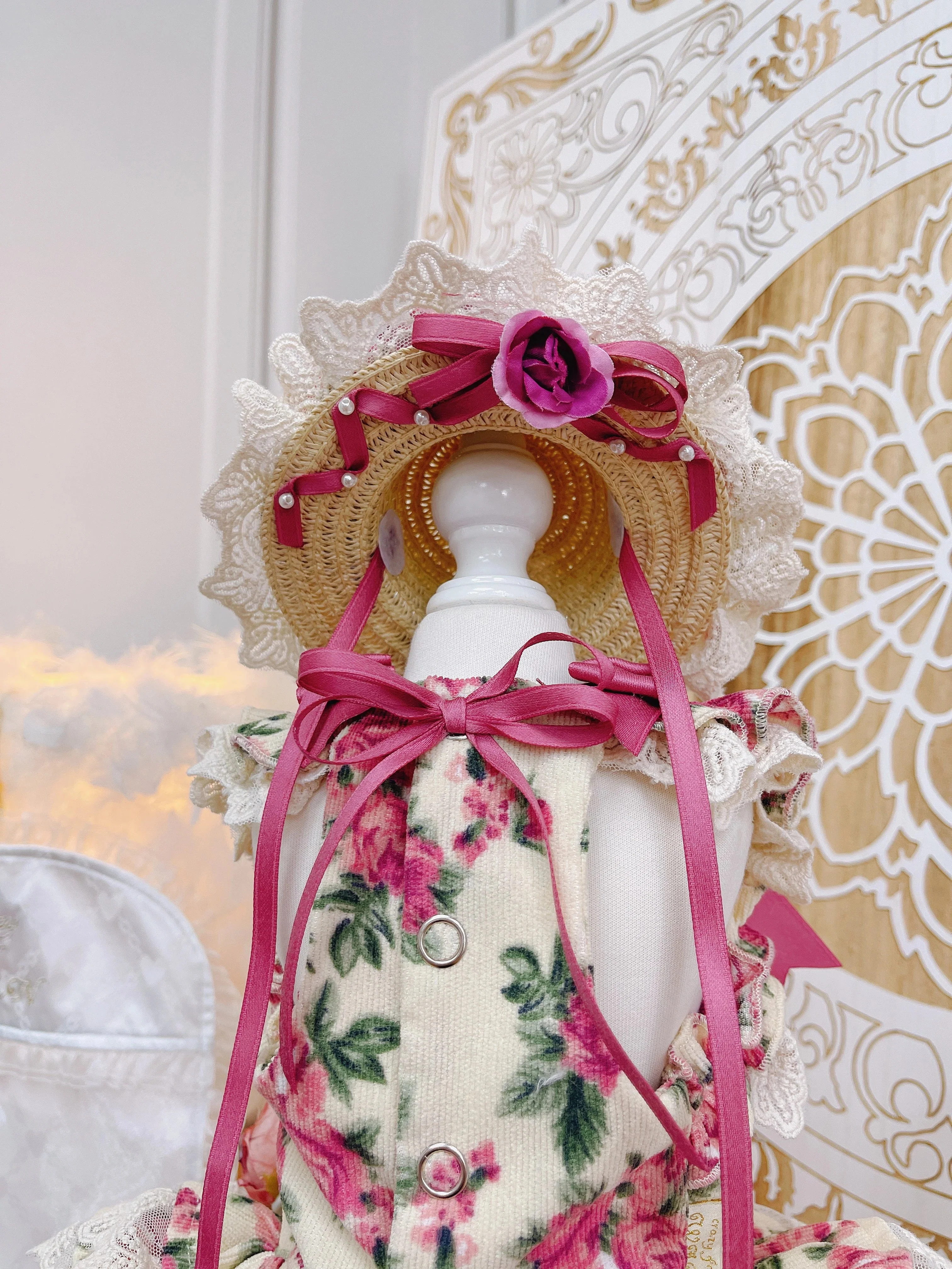 High quality Rosé Blossom Couture Dog Dress & Hat Set - Image 3