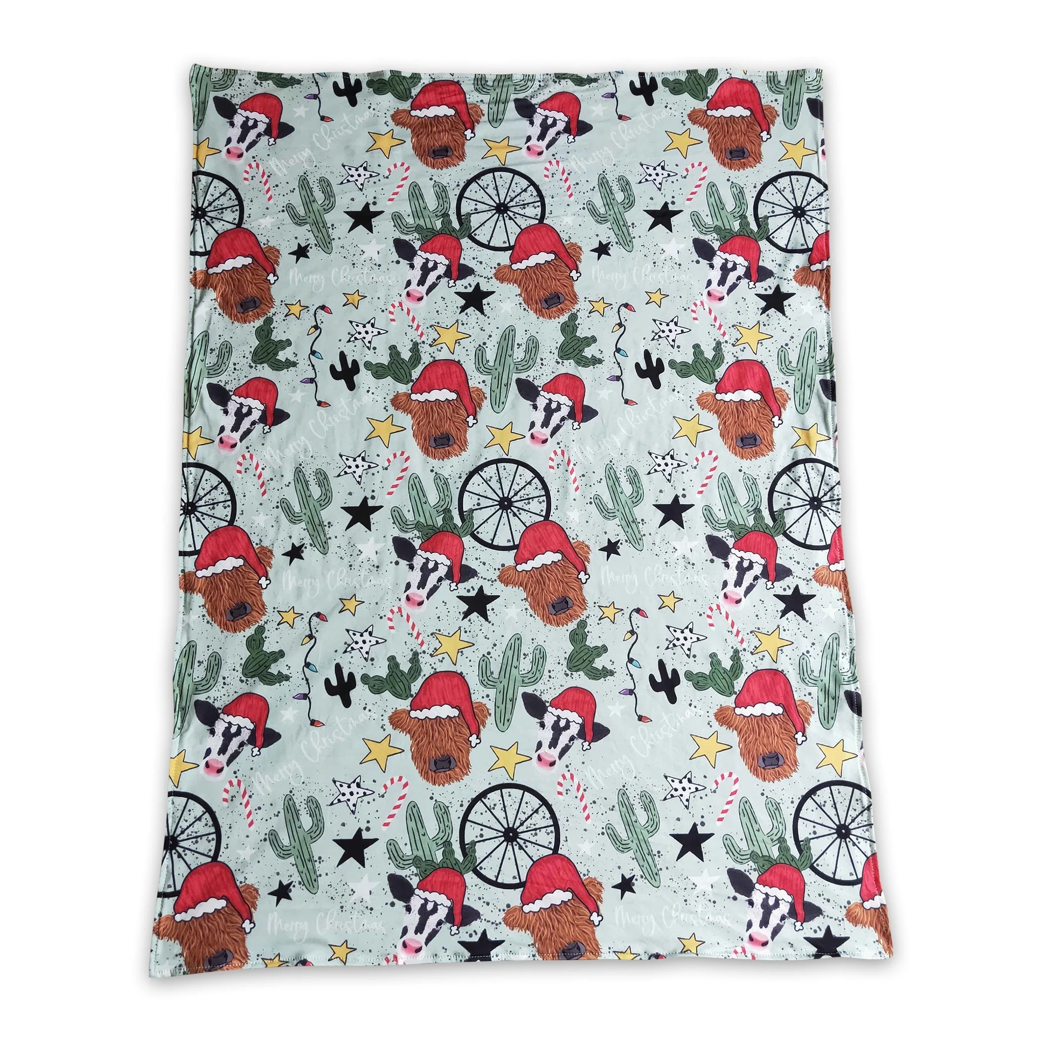 Highland cow cactus baby kids Christmas blankets - Image 2