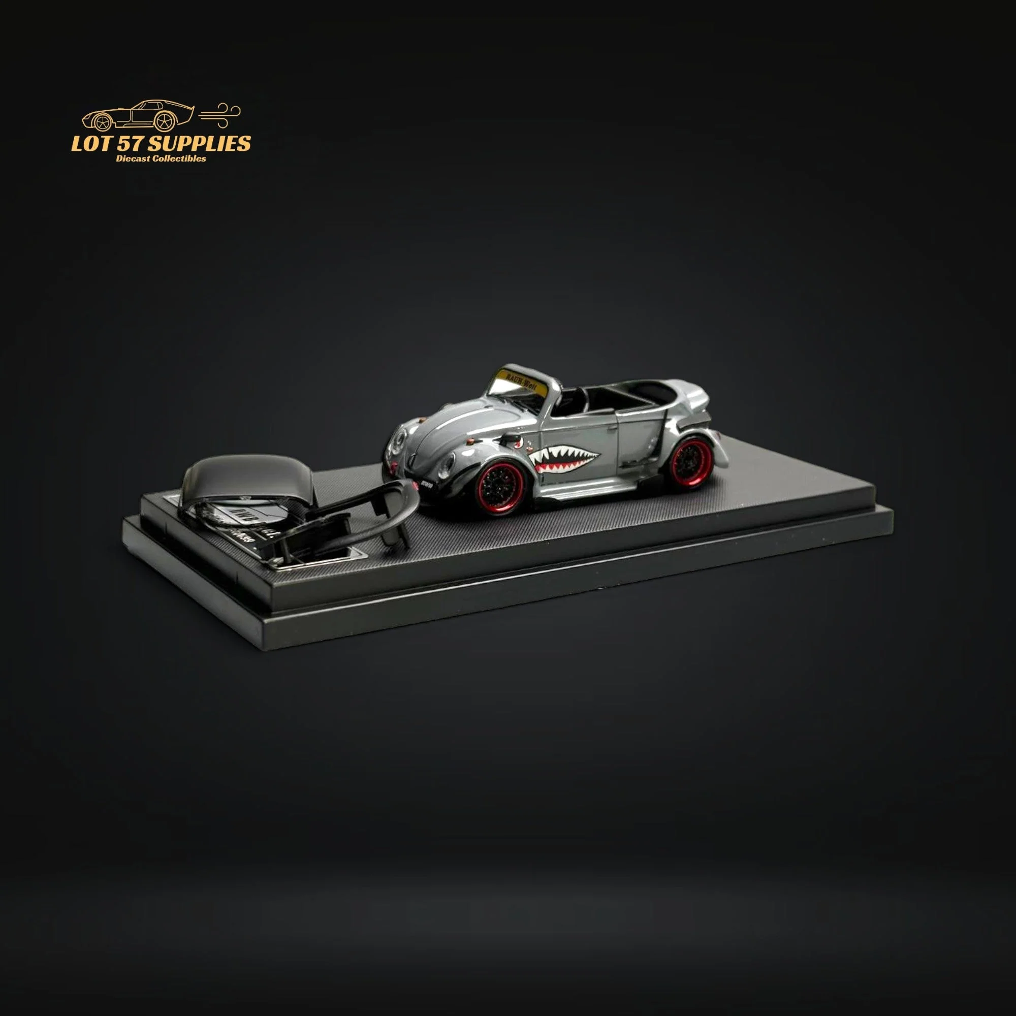 HKM Model VW Beetle Convertible Grey Shark Mouth 1:64 - Image 2