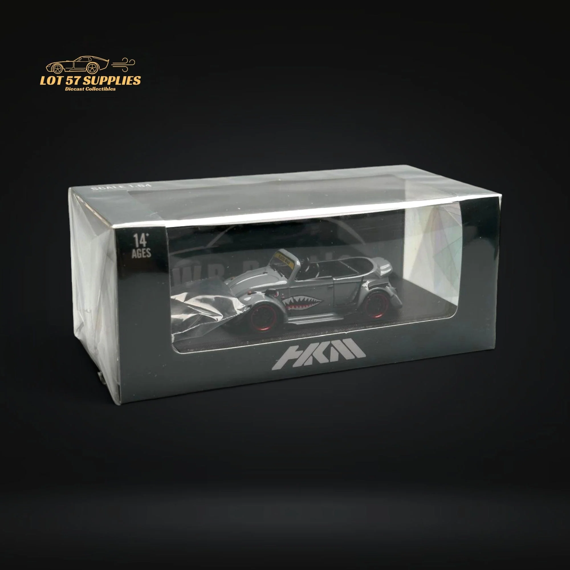 HKM Model VW Beetle Convertible Grey Shark Mouth 1:64 - Image 3