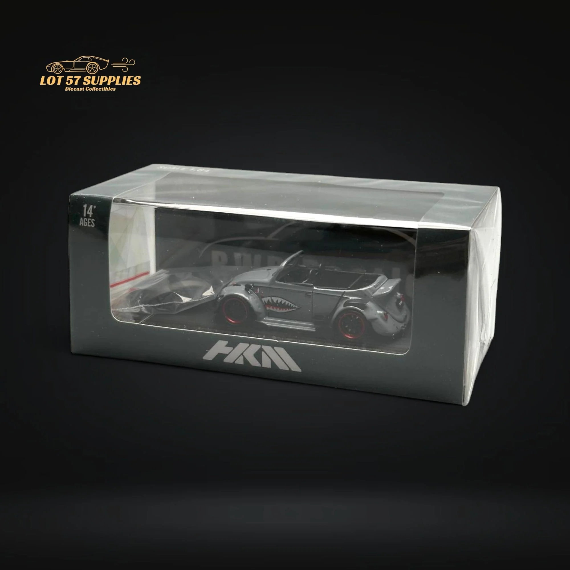 HKM Model VW Beetle Convertible Grey Shark Mouth 1:64 - Image 4