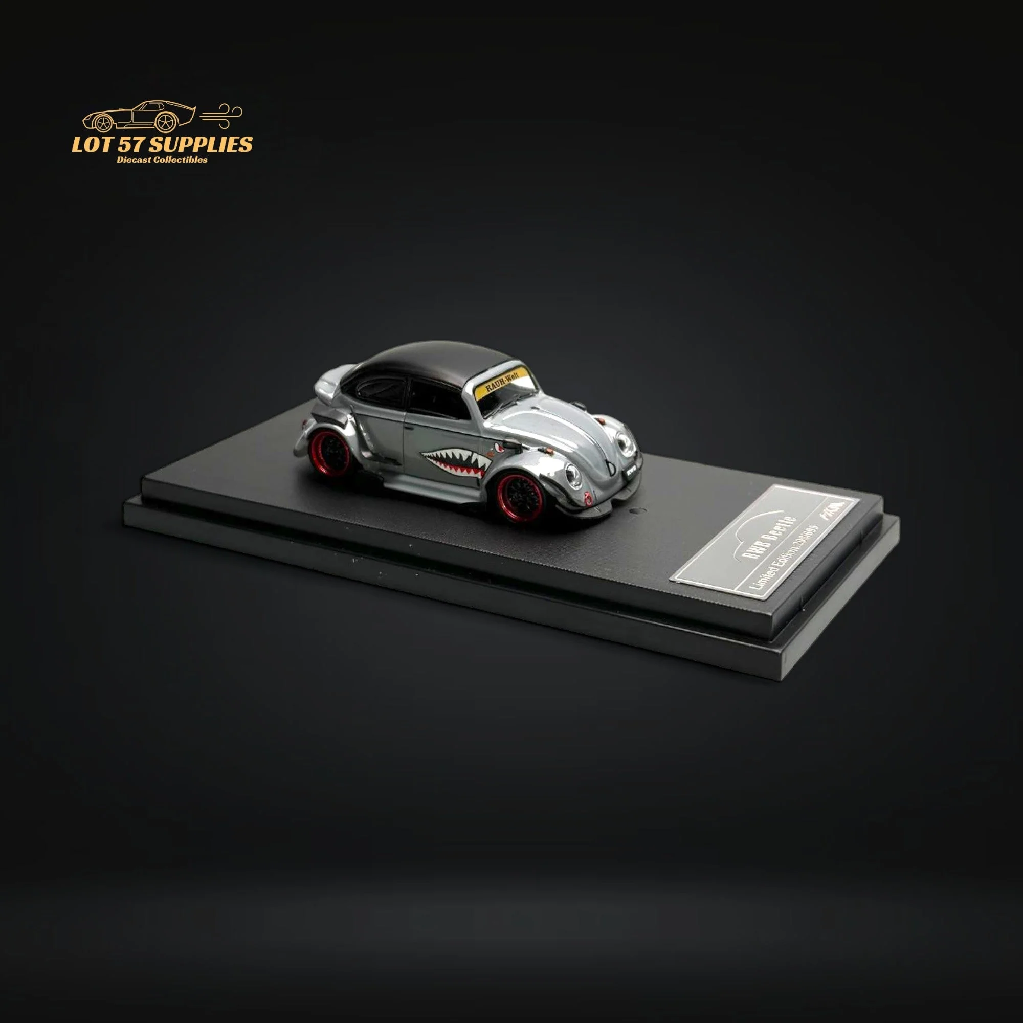 HKM Model VW Beetle Convertible Grey Shark Mouth 1:64 - Image 7