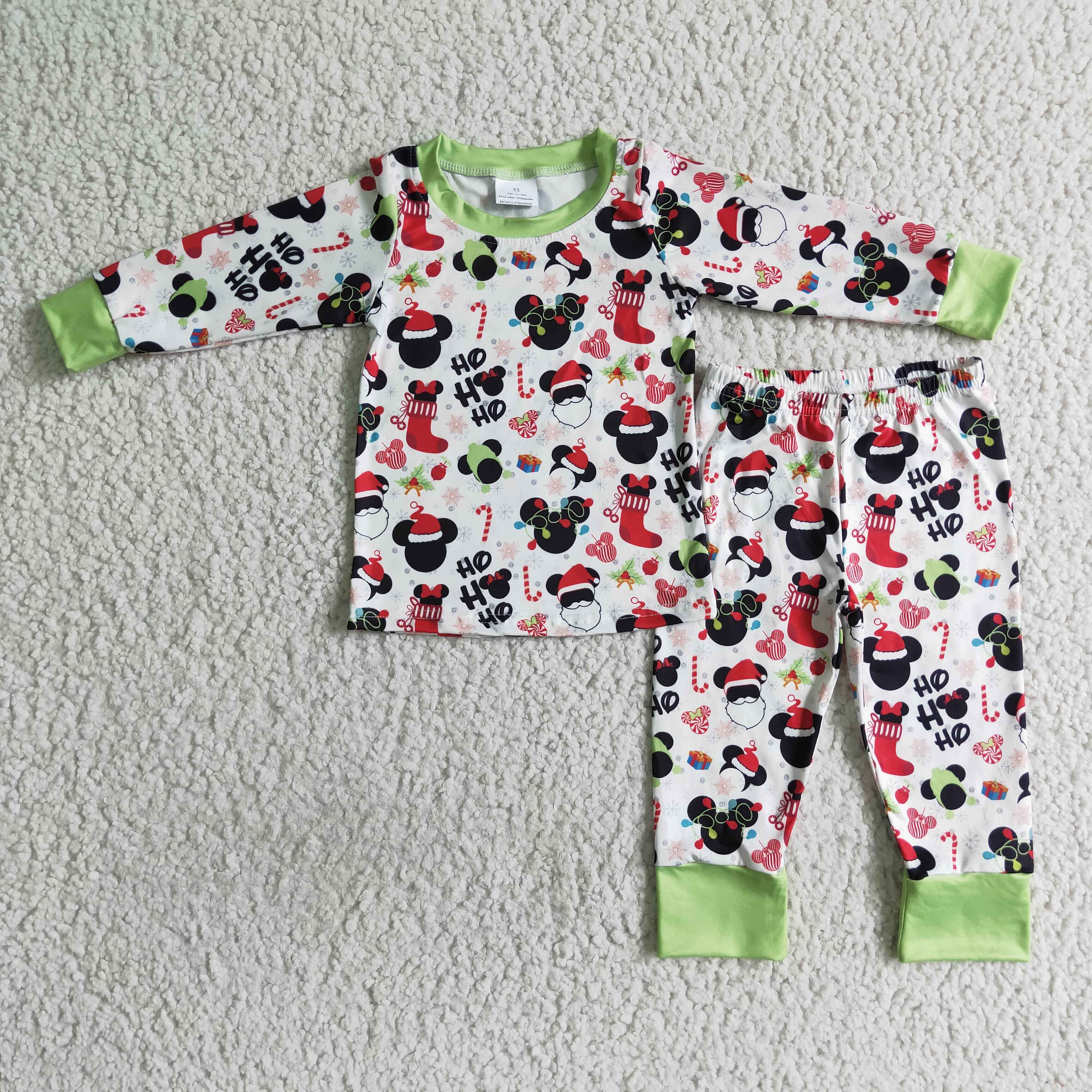 Ho ho ho mouse print boy Christmas pajamas - Image 2