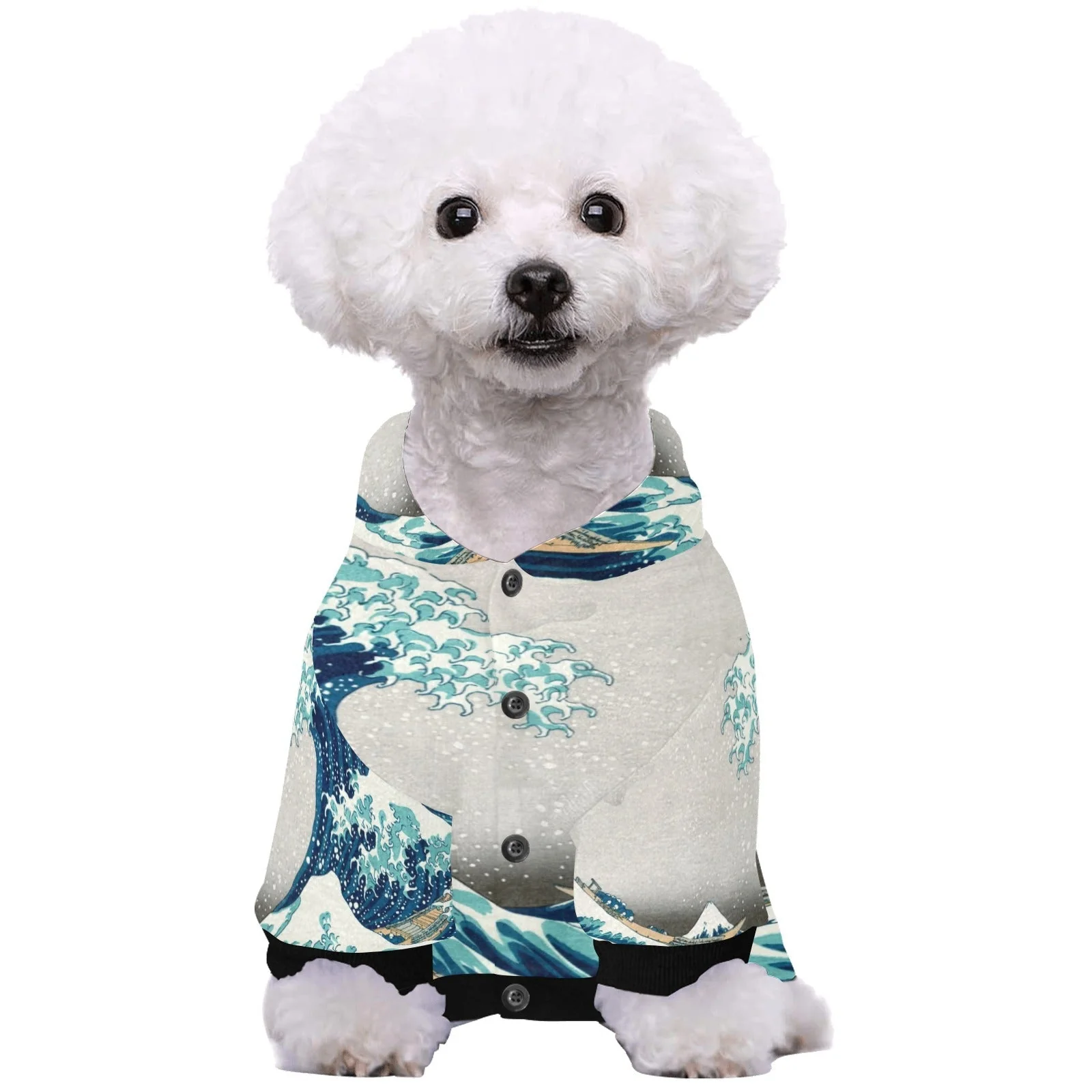 Hokusai Great Wave Off Kanagawa Button Hoodie - Image 4