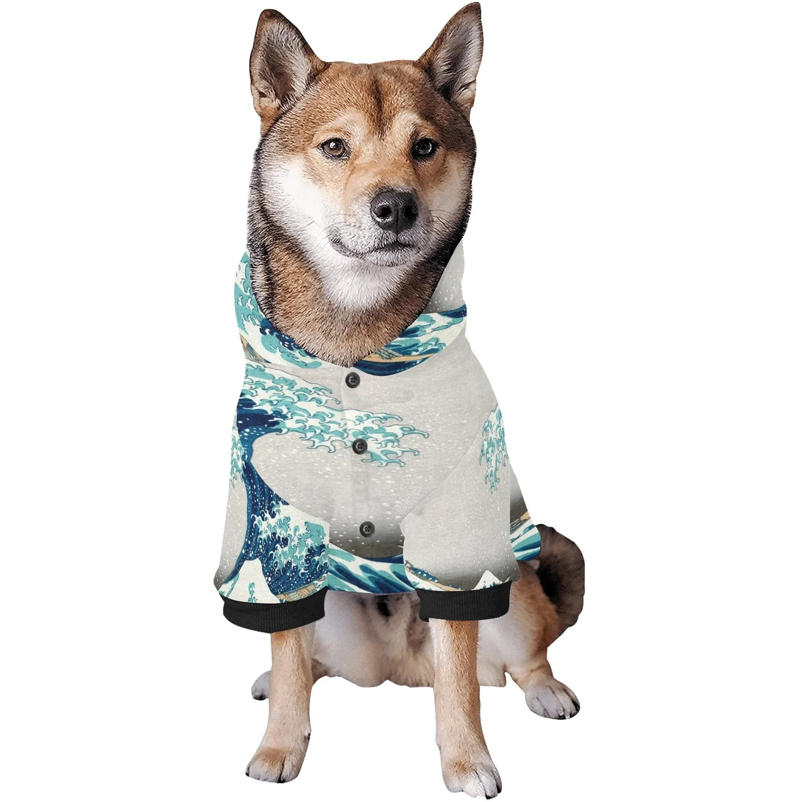 Hokusai Great Wave Off Kanagawa Button Hoodie - Image 6