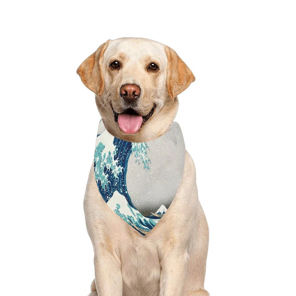 Hokusai Great Wave Off Kanagawa Double-Sided Pet Bandana - Image 4