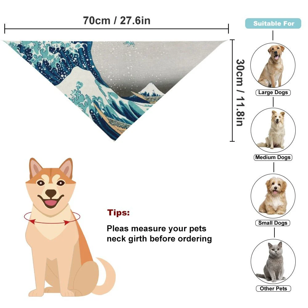 Hokusai Great Wave Off Kanagawa Pet Scarf - Image 3