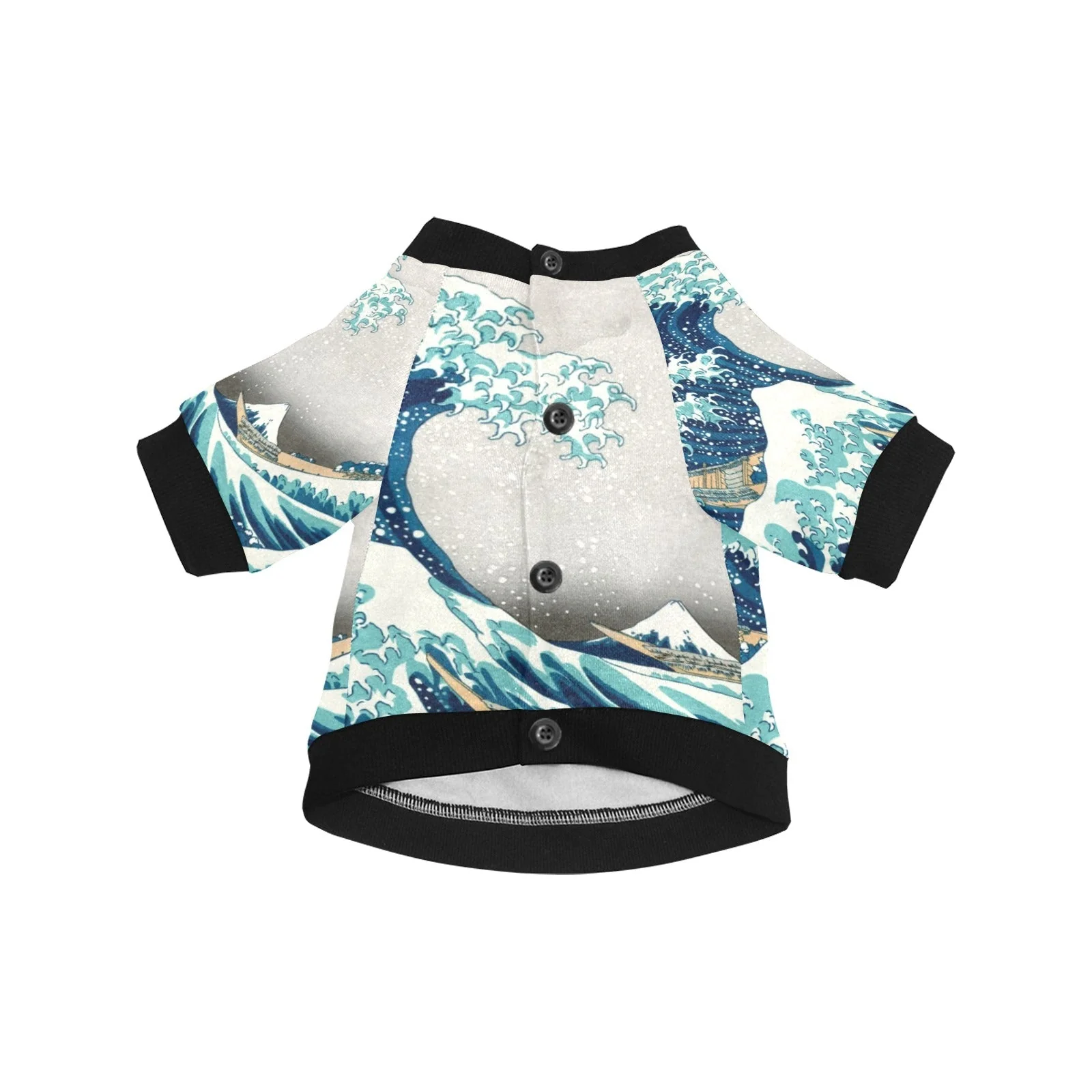 Hokusai Great Wave Off Kanagawa Round Neck Shirt - Image 3