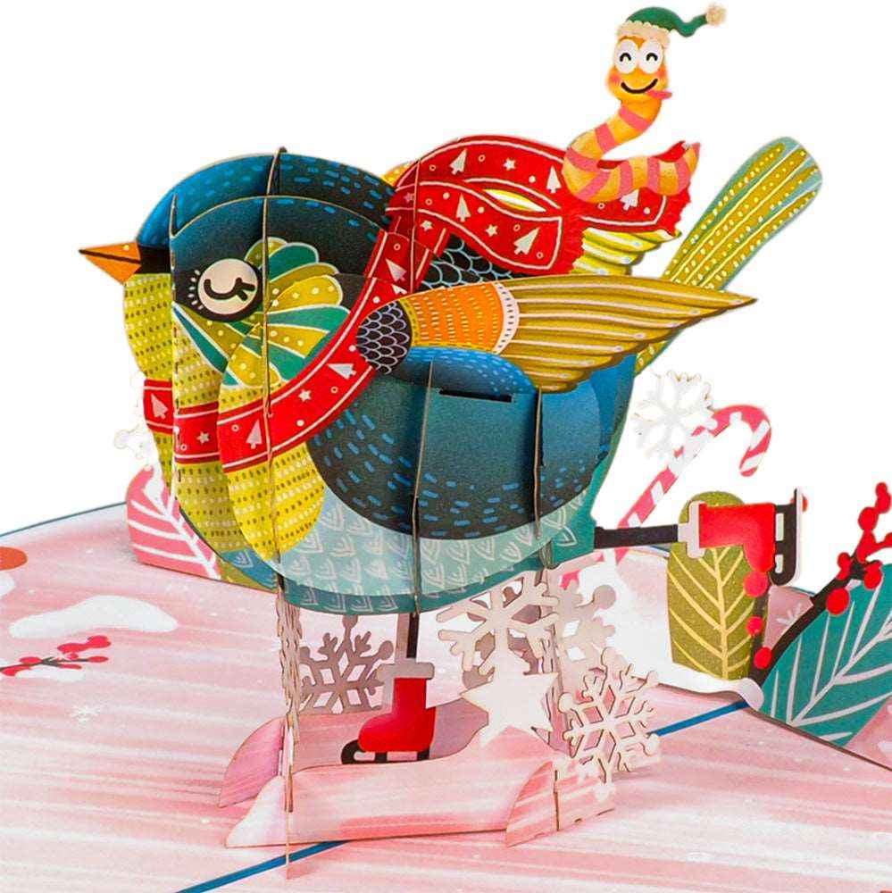 Holiday Bird Pop Up Christmas Card - Image 4