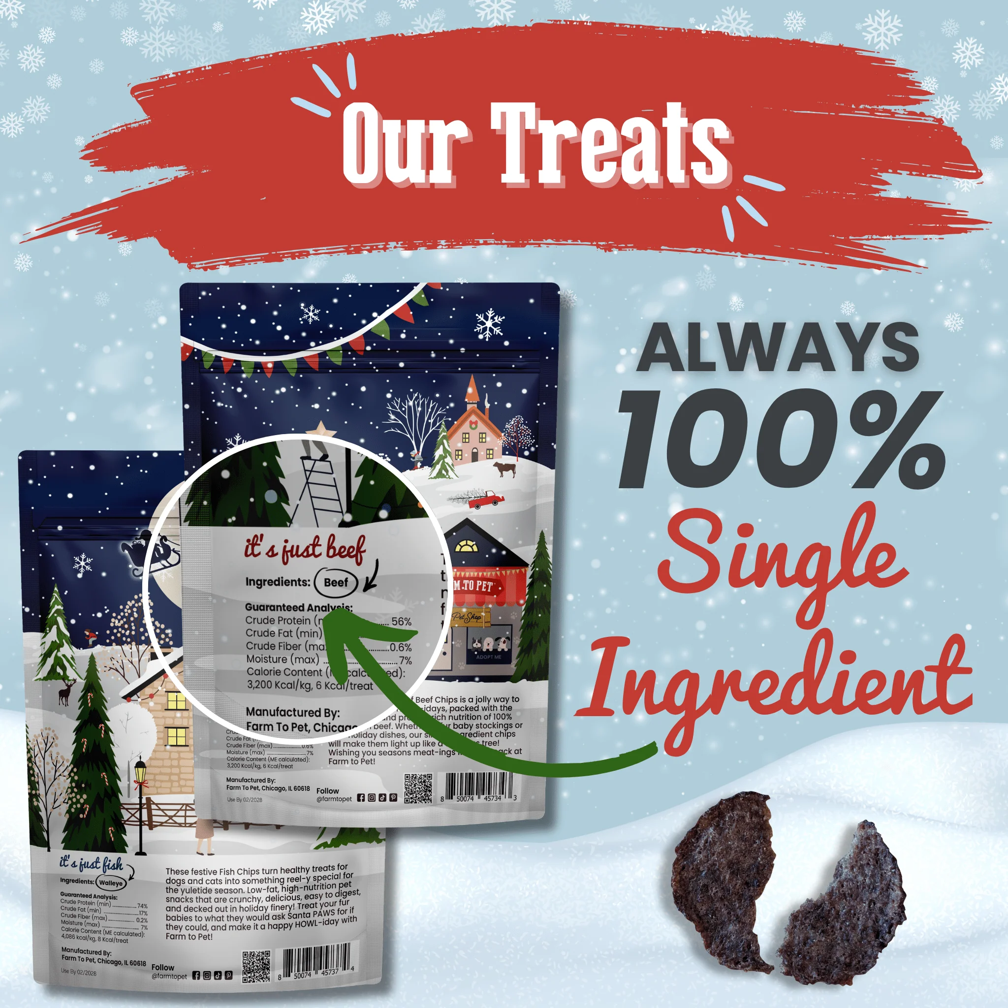 Holiday Chips Dog Treats - Beef & Fish 4oz - Image 5