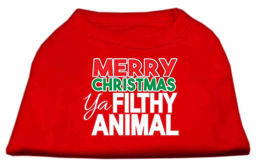 Holiday Pet Dog & Cat Shirt Screen Printed, "Merry Christmas Ya Filthy Animal" - Image 3