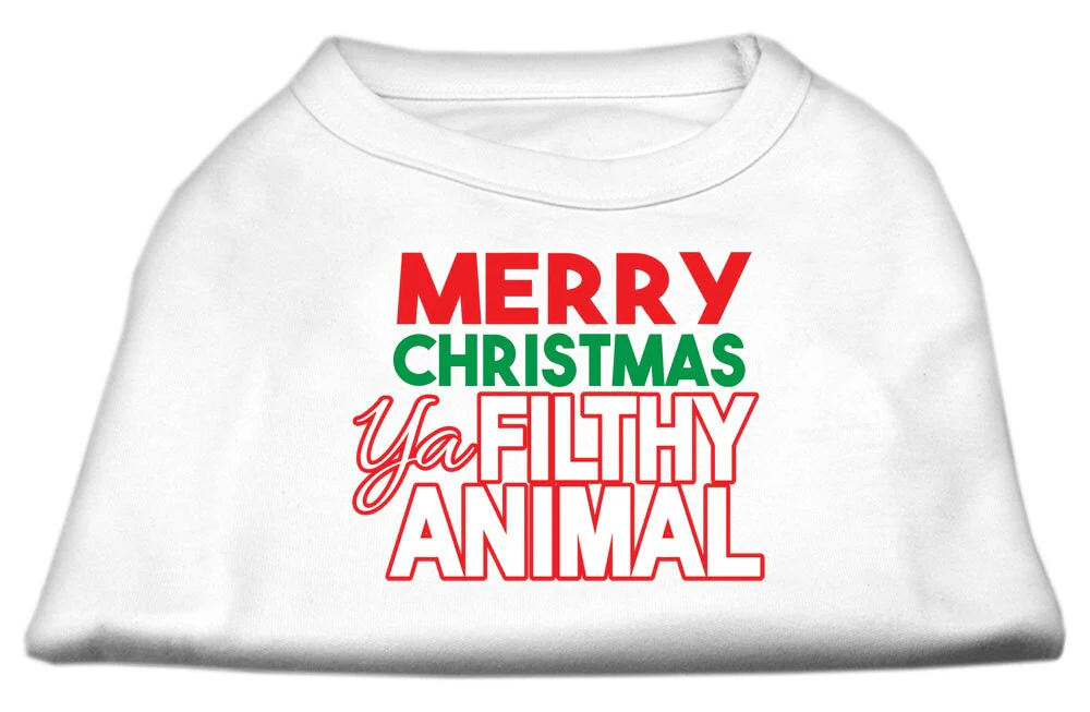 Holiday Pet Dog & Cat Shirt Screen Printed, "Merry Christmas Ya Filthy Animal" - Image 4