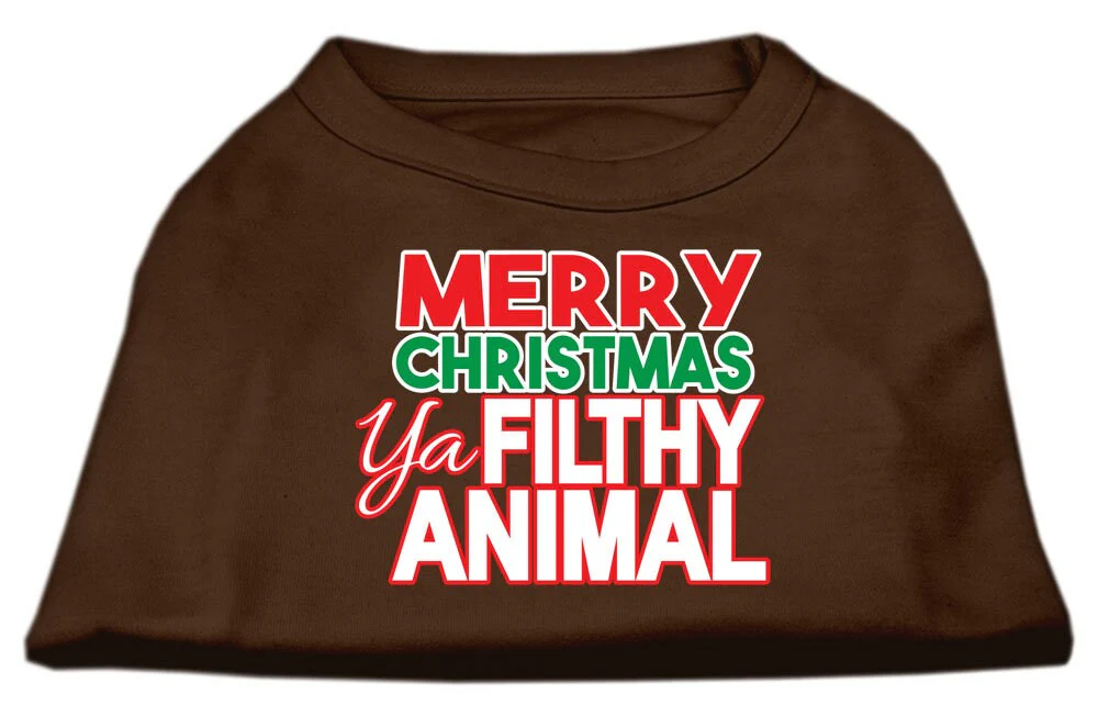 Holiday Pet Dog & Cat Shirt Screen Printed, "Merry Christmas Ya Filthy Animal" - Image 5