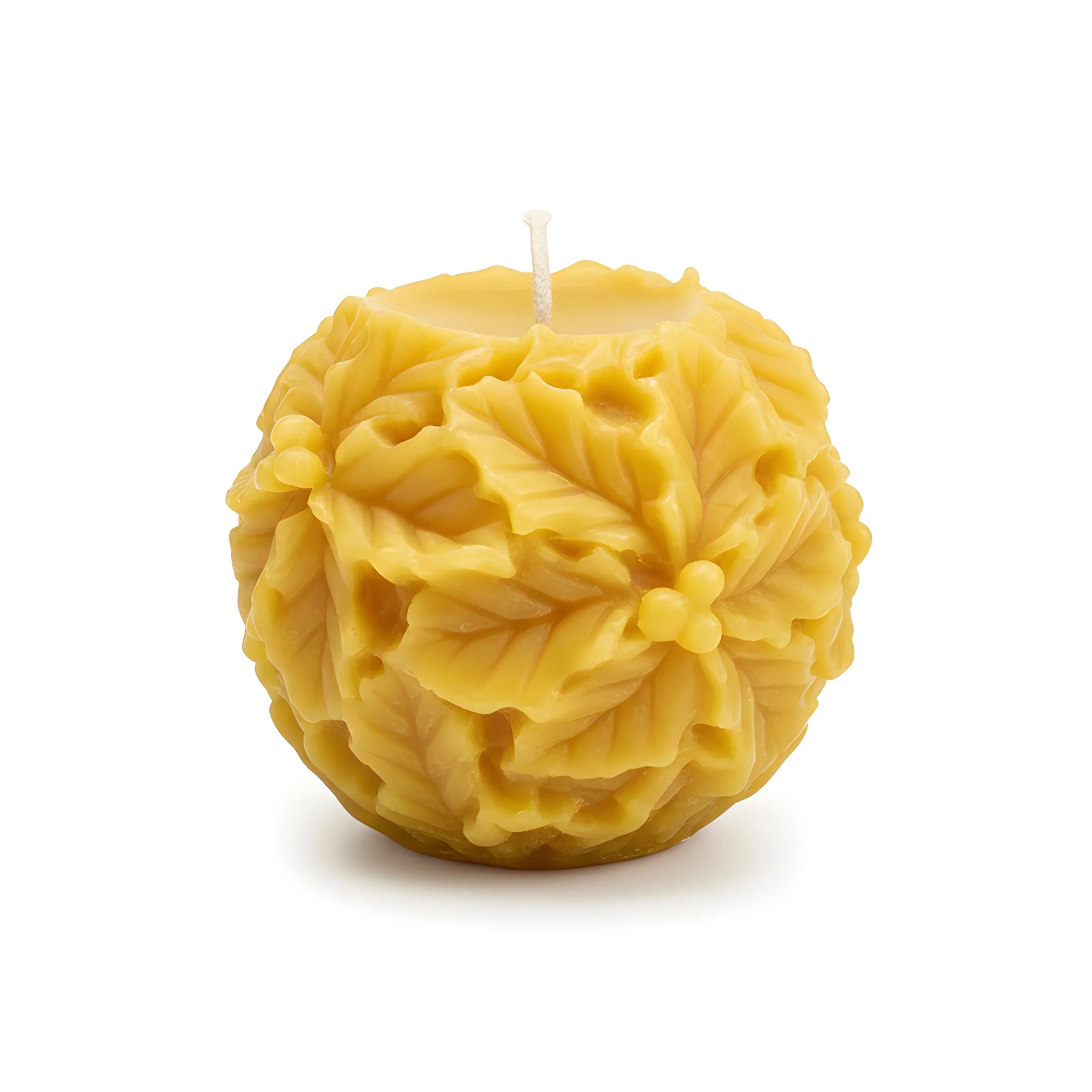 Holly Leaf & Berry Beeswax Candle - Image 3