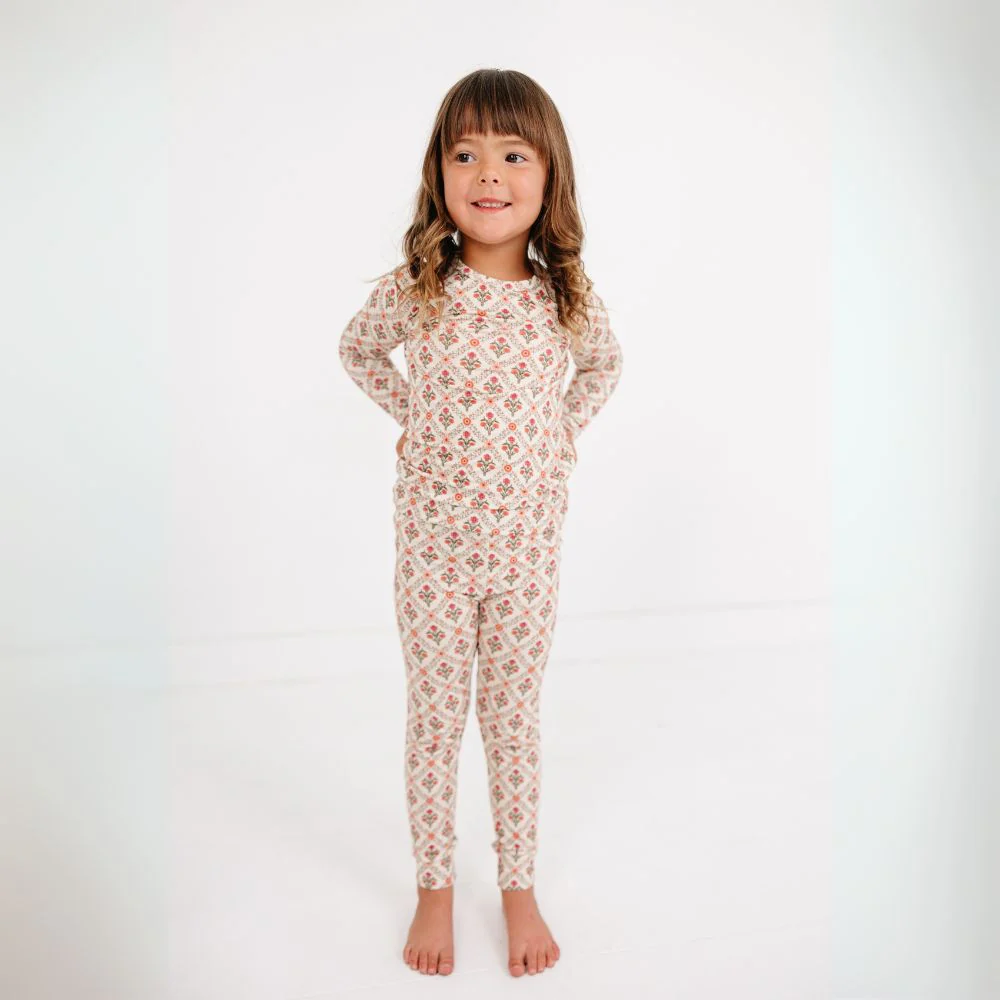 Holly Trellis Bamboo Kids Pajama Set - Image 4