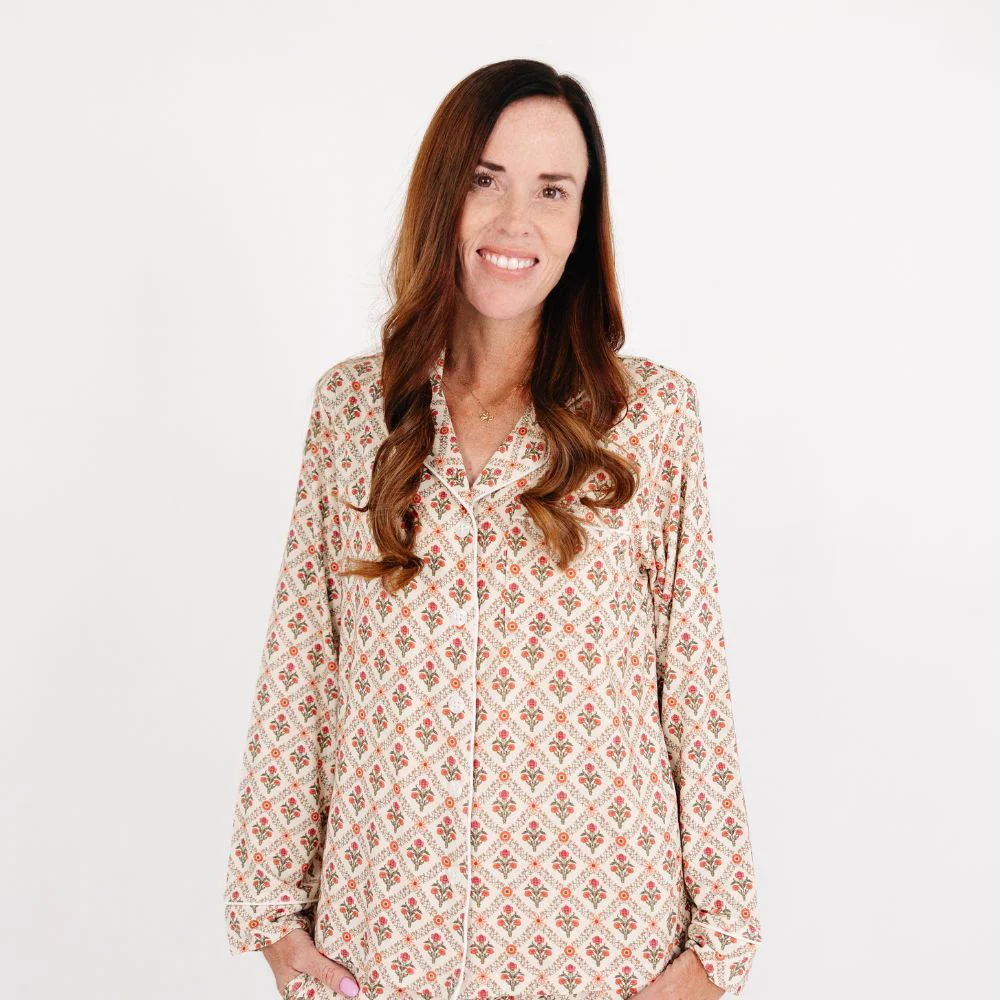 Holly Trellis Long Sleeve & Pants Bamboo Women's Pajama Set - Image 3