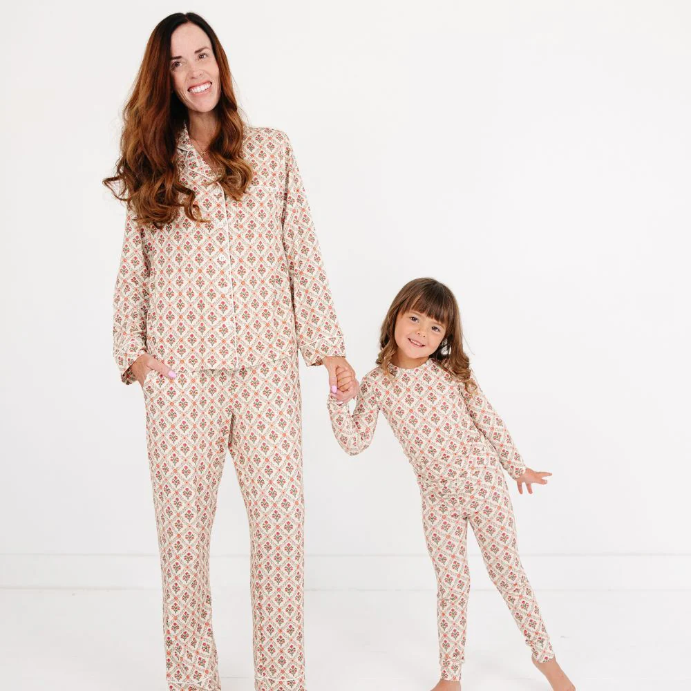 Holly Trellis Long Sleeve & Pants Bamboo Women's Pajama Set - Image 4