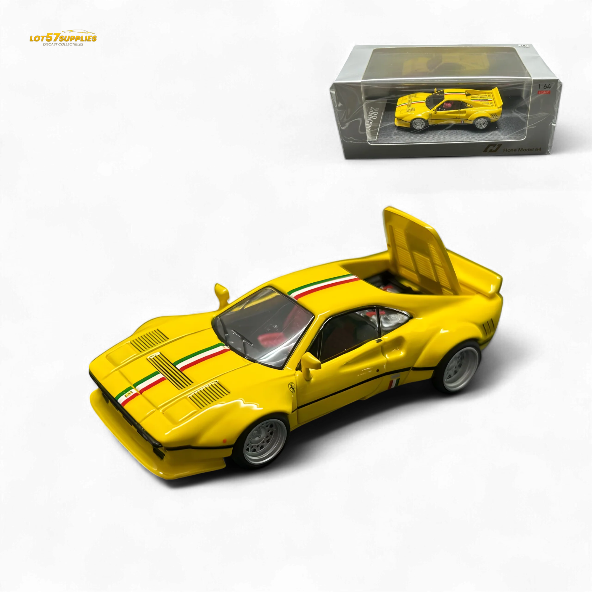 Hone Model 64 288GTO Wide-Body Latte Art Yellow 1:64