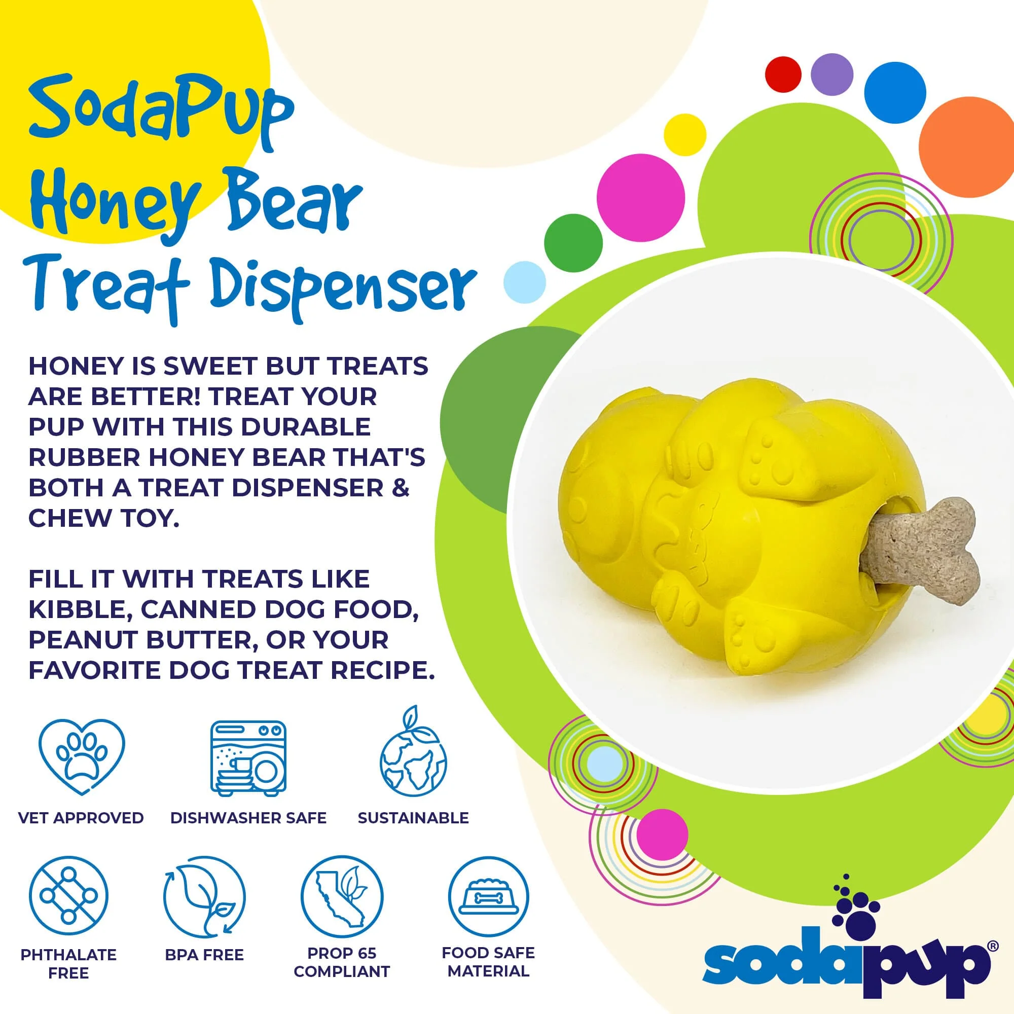 Honey Bear eDispenser - Durable Rubber Treat Dispenser for Dogs | USA Made - Image 3