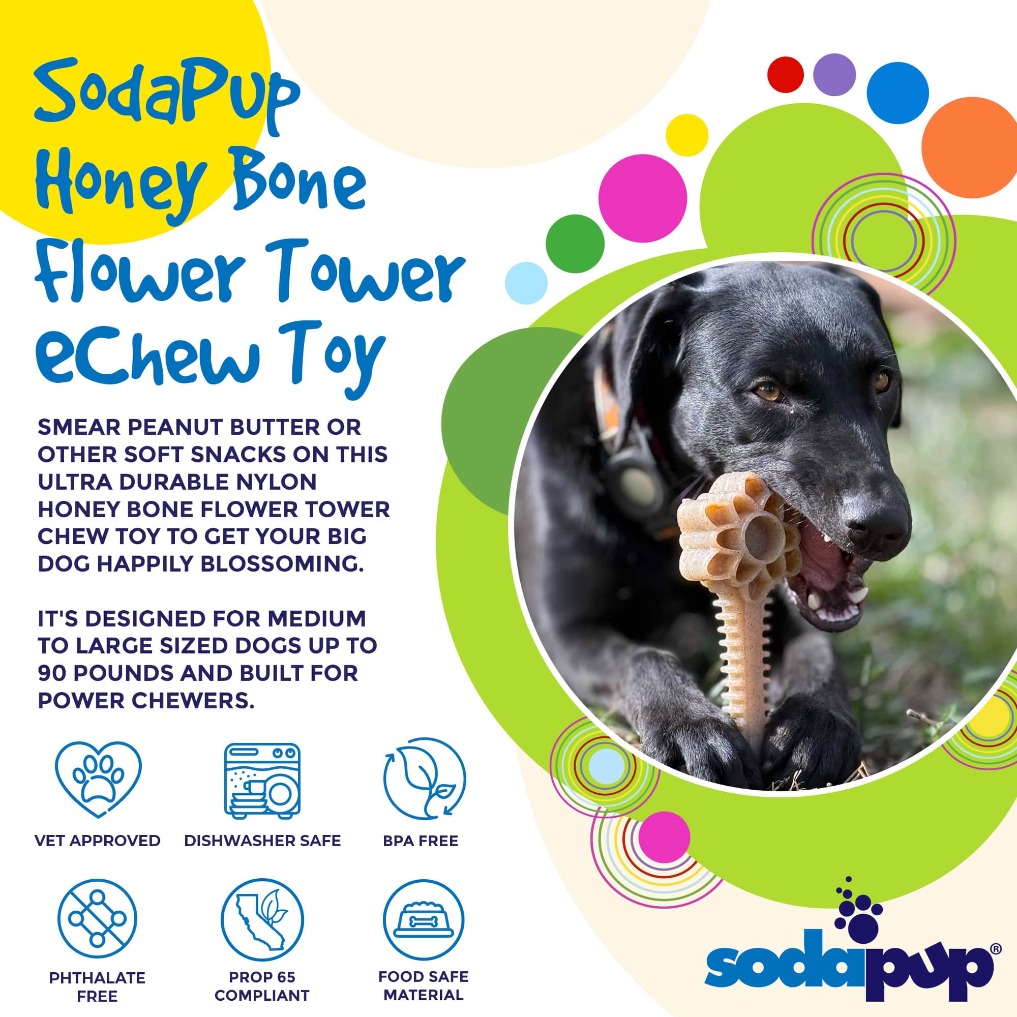 Honey Bone Dental Flower Tower - Indestructible Nylon Dog Chew Toy XL | USA - Image 2