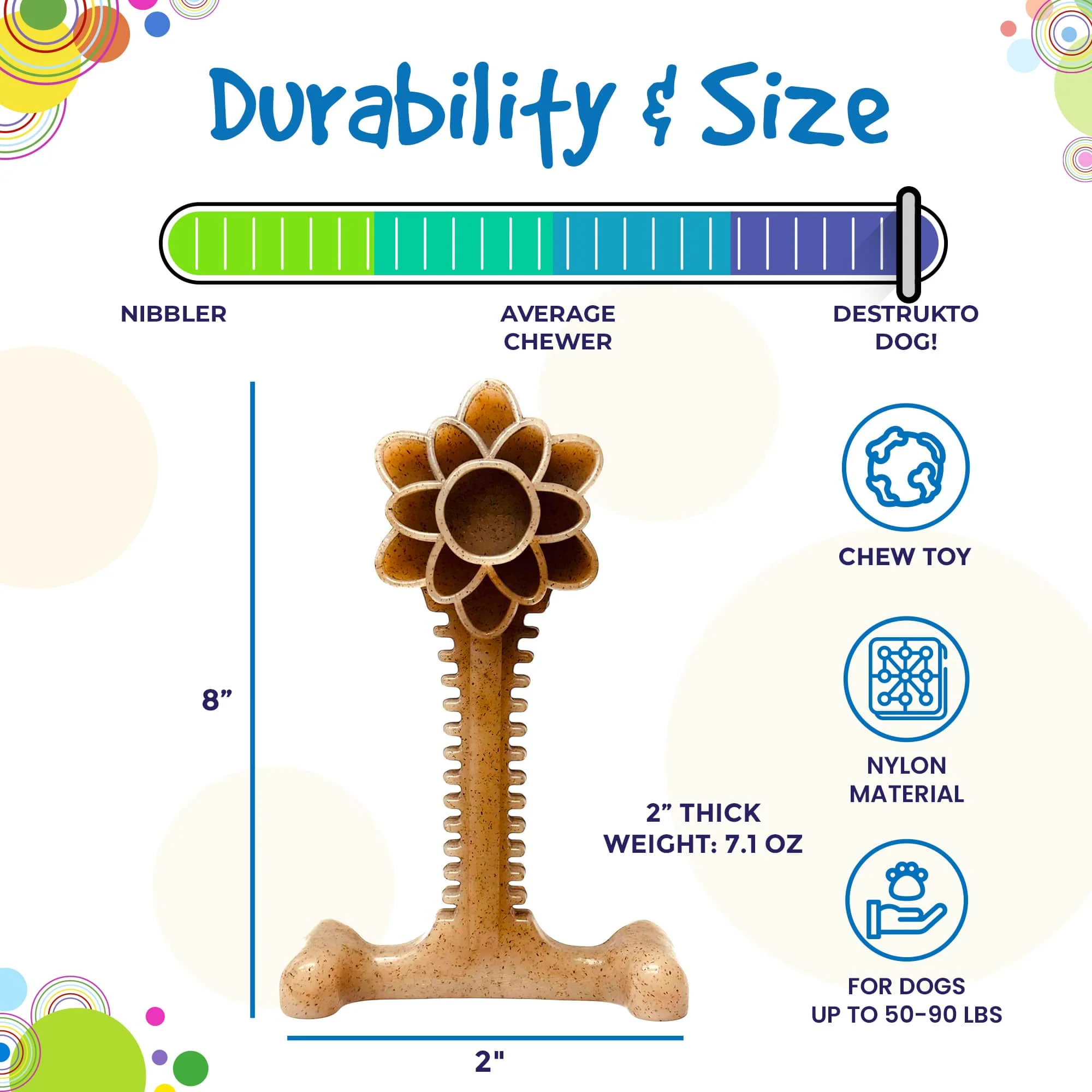 Honey Bone Dental Flower Tower - Indestructible Nylon Dog Chew Toy XL | USA - Image 4