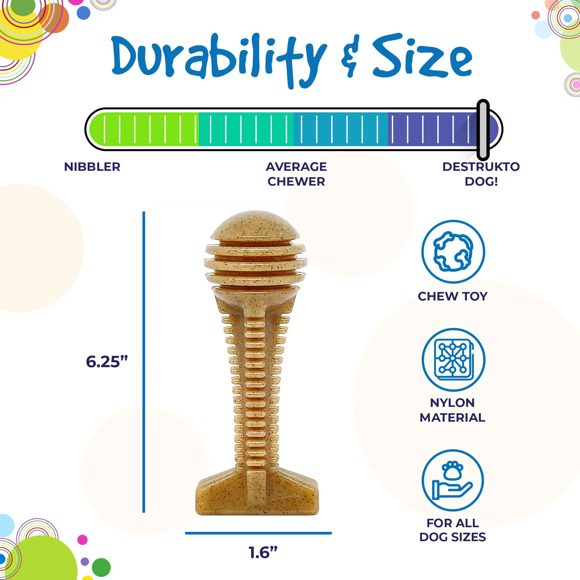 Honey Bone Dental Tower Nylon Chew Toy for Aggressive Chewers | USA Made - Image 4
