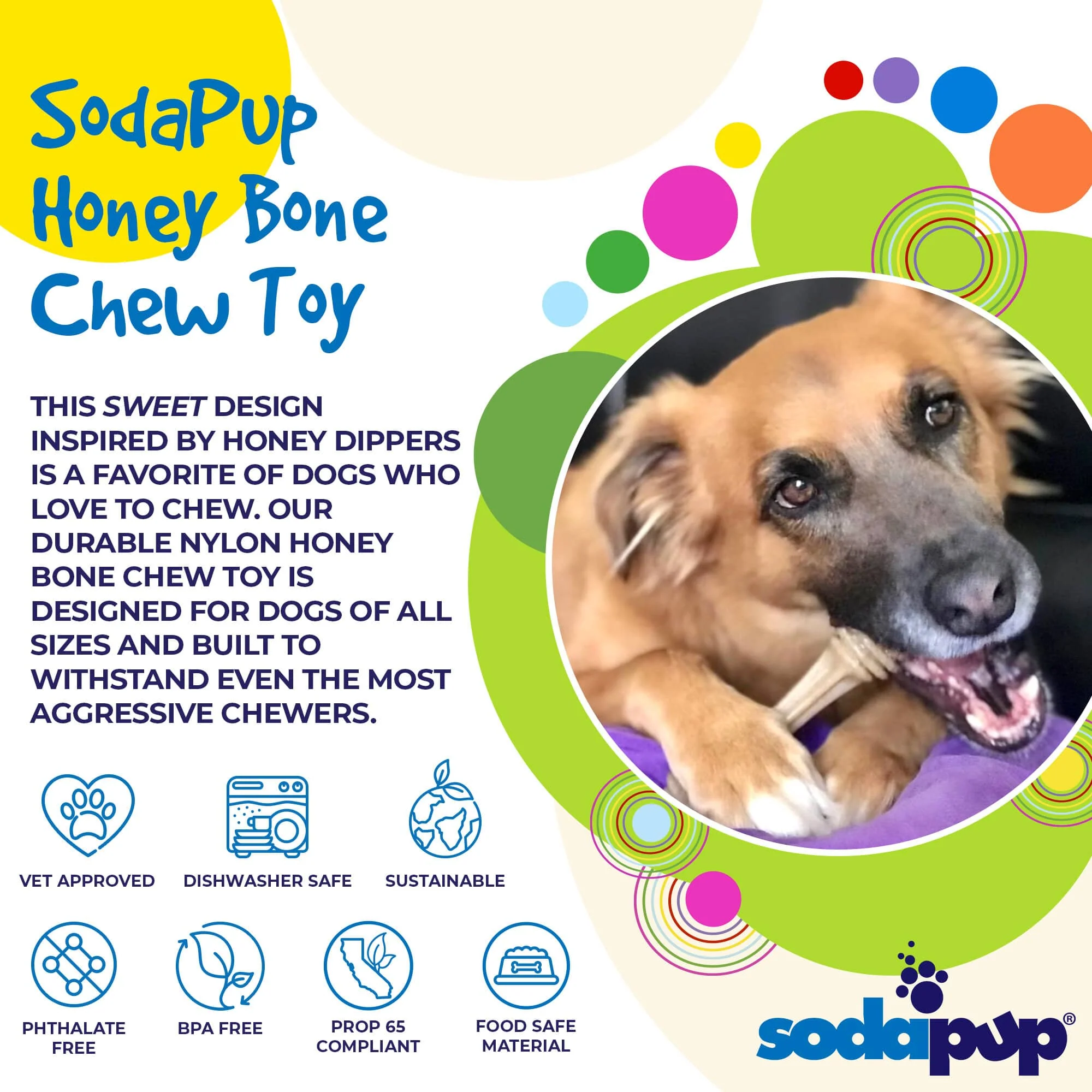 Honey Bone Nylon Dog Toy for Aggressive Chewers | Indestructible | USA Made - Image 3