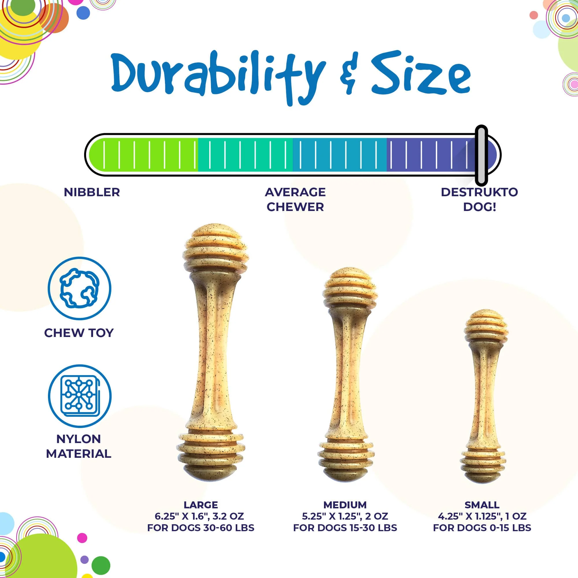 Honey Bone Nylon Dog Toy for Aggressive Chewers | Indestructible | USA Made - Image 5