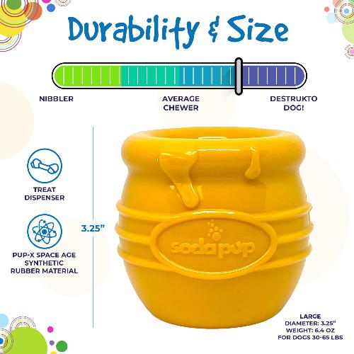 Honey Pot Dog eCup Treat Dispenser | Durable PUP-X Rubber Enrichment Toy | USA Made - Image 7