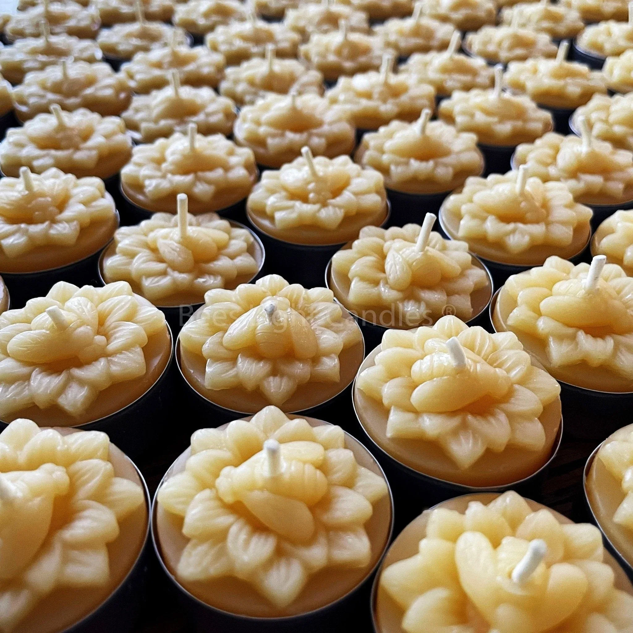 Honeybee Flower Beeswax Tealight Candles - Image 3
