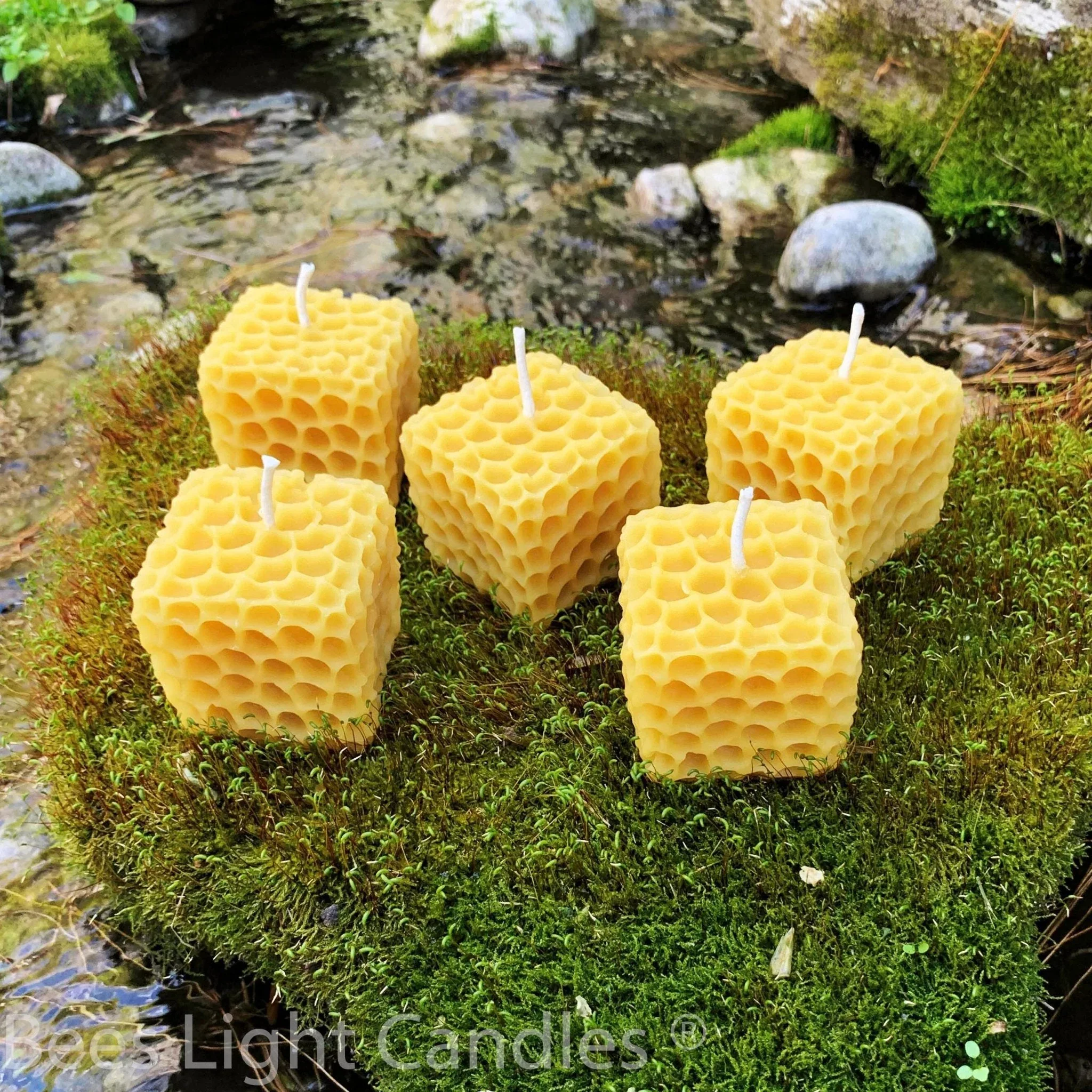 Honeycomb Cube Beeswax Candle - Image 6